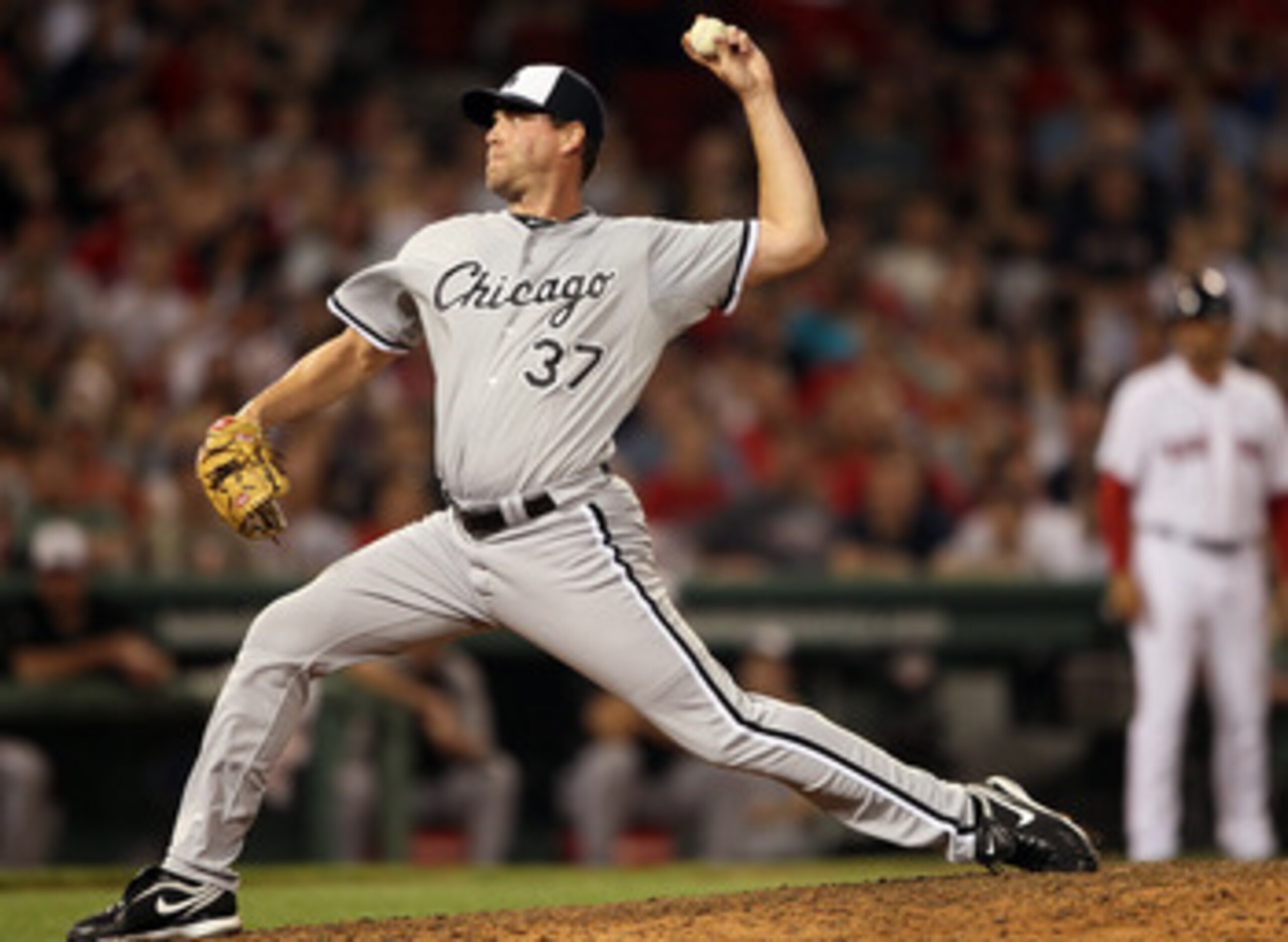 BOSTON, MA - MAY 30:  Matt Thornton #37 of the Chicago White Sox delivers a pitch against the Boston Red Sox on May 30, 2011 at Fenway Park in Boston, Massachusetts.  (Photo by Elsa/Getty Images)