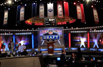 NEW YORK, NY - APRIL 28:  A general view of the Draft stage during the 2011 NFL Draft at Radio City Music Hall on April 28, 2011 in New York City.  (Photo by Chris Trotman/Getty Images)