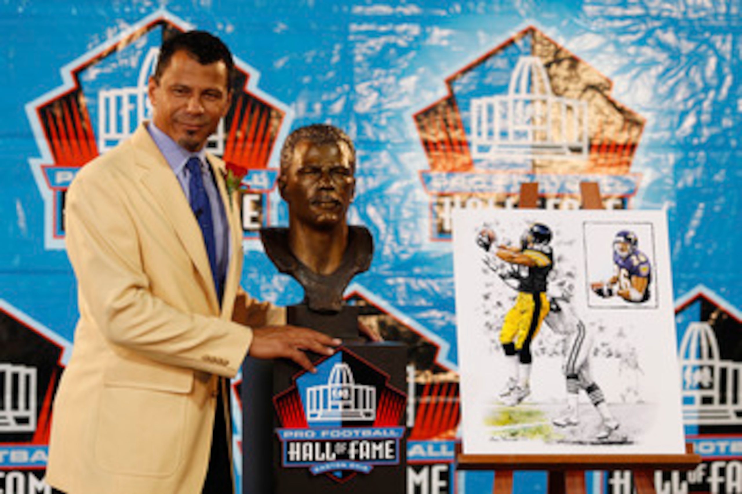 CANTON, OH - AUGUST 8: Rod Woodson poses with his bust at his induction into the Pro Football Hall of Fame during the 2009 enshrinement ceremony at Fawcett Stadium on August 8, 2009 in Canton, Ohio. (Photo by Joe Robbins/Getty Images) CANTON, OH - AUGUST 8: Rod Woodson poses with his bust at his induction into the Pro Football Hall of Fame during the 2009 enshrinement ceremony at Fawcett Stadium on August 8, 2009 in Canton, Ohio. (Photo by Joe Robbins/Getty Images)