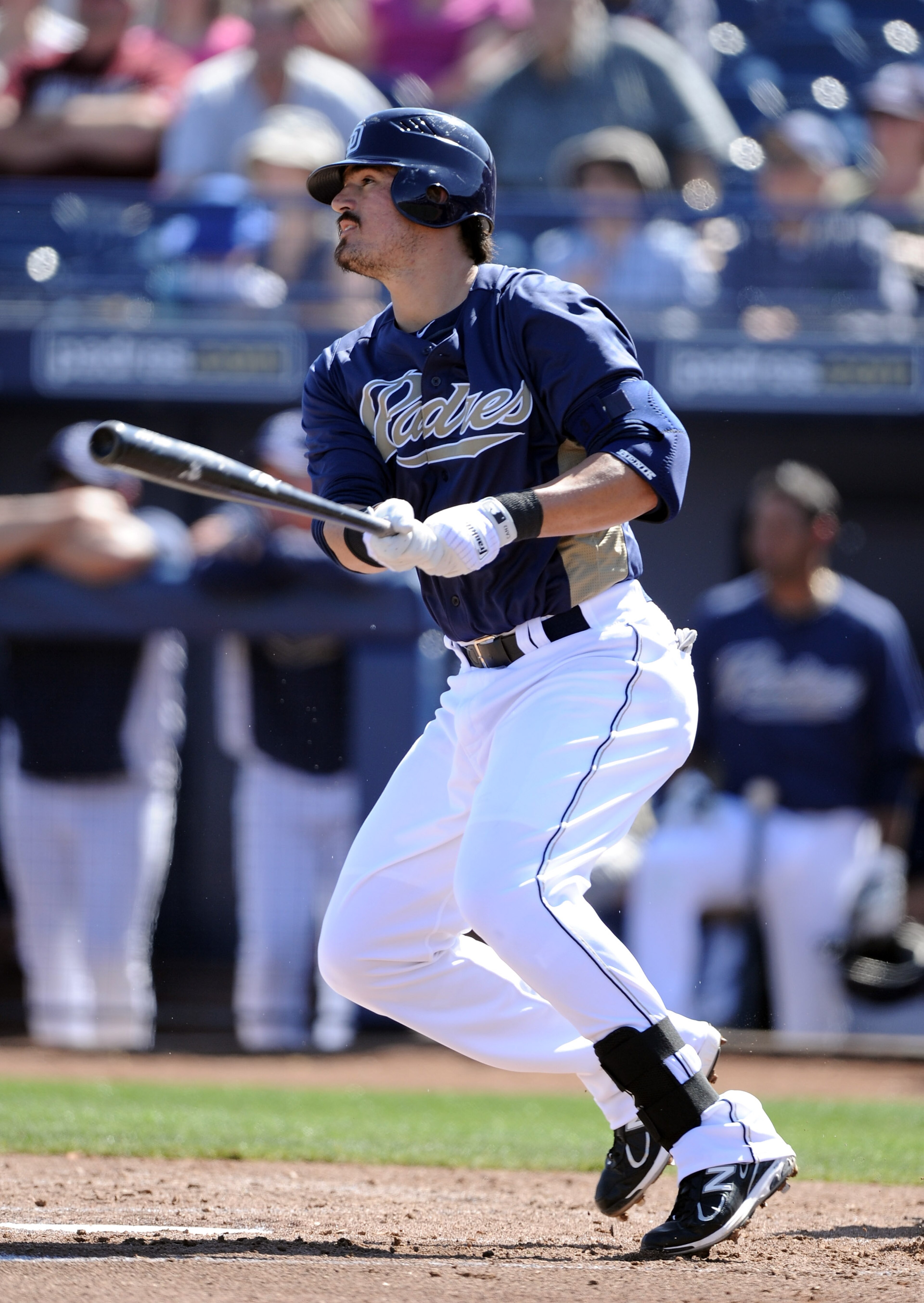 PEORIA, AZ - MARCH 02:  Jorge Cantu #32 of the San Diego Padres at bat against the Colorado Rockies during spring training at Peoria Stadium on March 2, 2011 in Peoria, Arizona.  (Photo by Harry How/Getty Images)