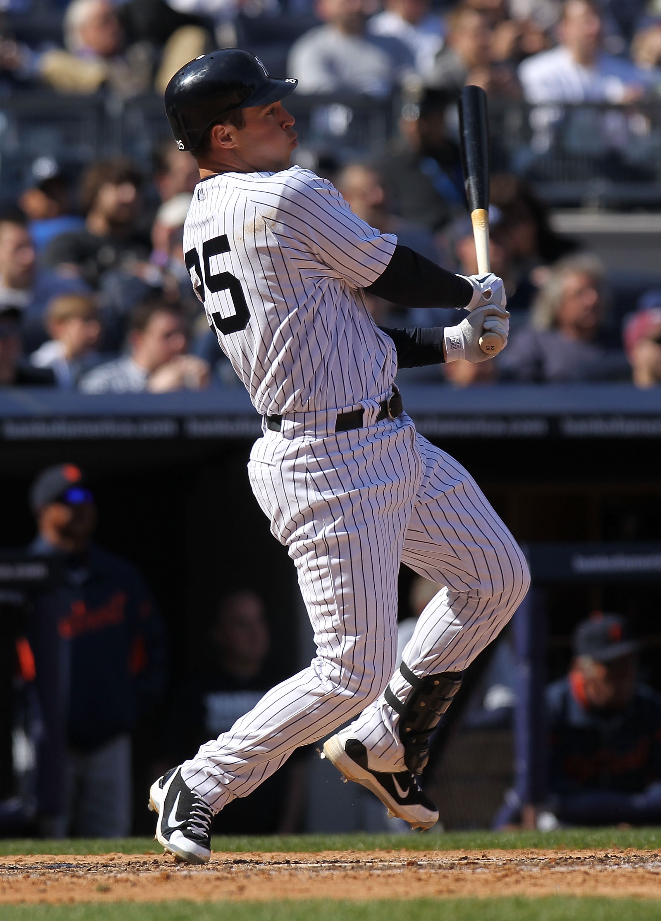 NEW YORK, NY - APRIL 03:  Mark Teixeira #25 of the New York Yankees against the Detroit Tigers at Yankee Stadium on April 3, 2011 in the Bronx borough of New York City.  (Photo by Nick Laham/Getty Images)