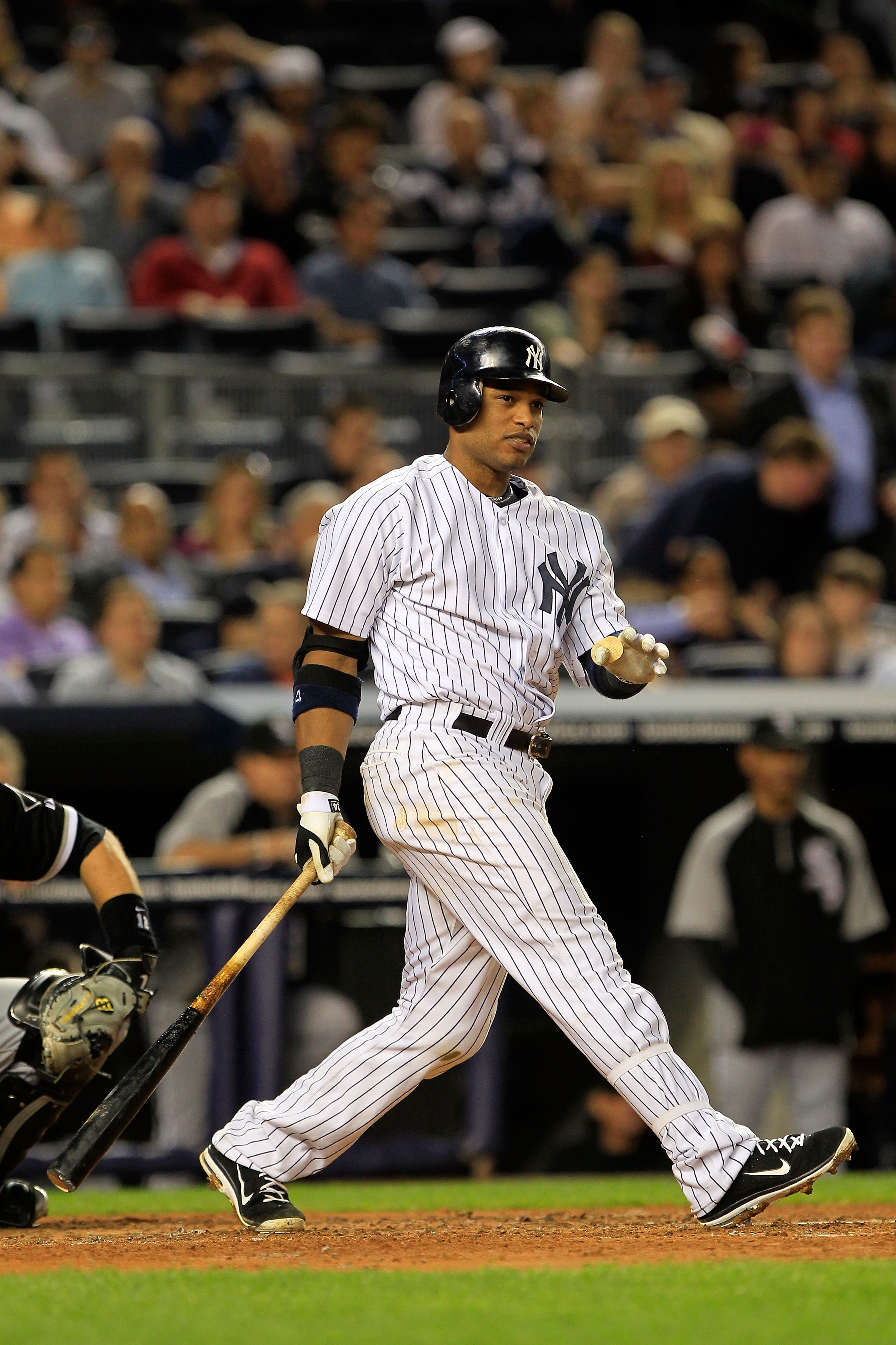 NEW YORK, NY - APRIL 26:  Robinson Cano #24 of the New York Yankees bats against the Chicago White Sox at Yankee Stadium on April 26, 2011 in the Bronx borough of New York City. The White Sox defeated the Yankees 3-2.  (Photo by Chris Trotman/Getty Images