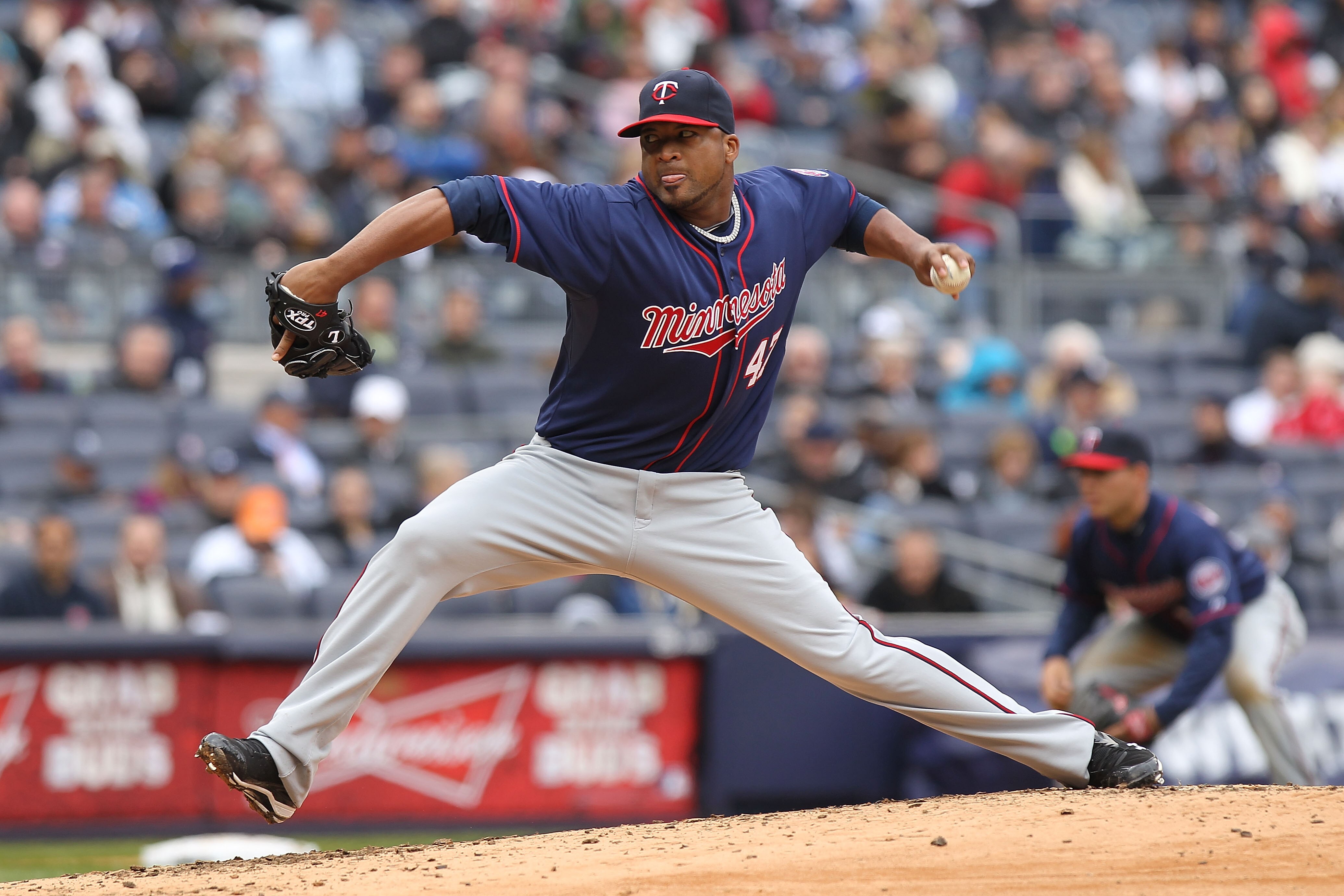NEW YORK, NY - APRIL 07: Francisco Liriano #47 of the Minnesota Twins pitches against the New York Yankees at Yankee Stadium on April 7, 2011 in the Bronx borough of New York City. (Photo by Nick Laham/Getty Images) NEW YORK, NY - APRIL 07: Francisco Liriano #47 of the Minnesota Twins pitches against the New York Yankees at Yankee Stadium on April 7, 2011 in the Bronx borough of New York City. (Photo by Nick Laham/Getty Images)