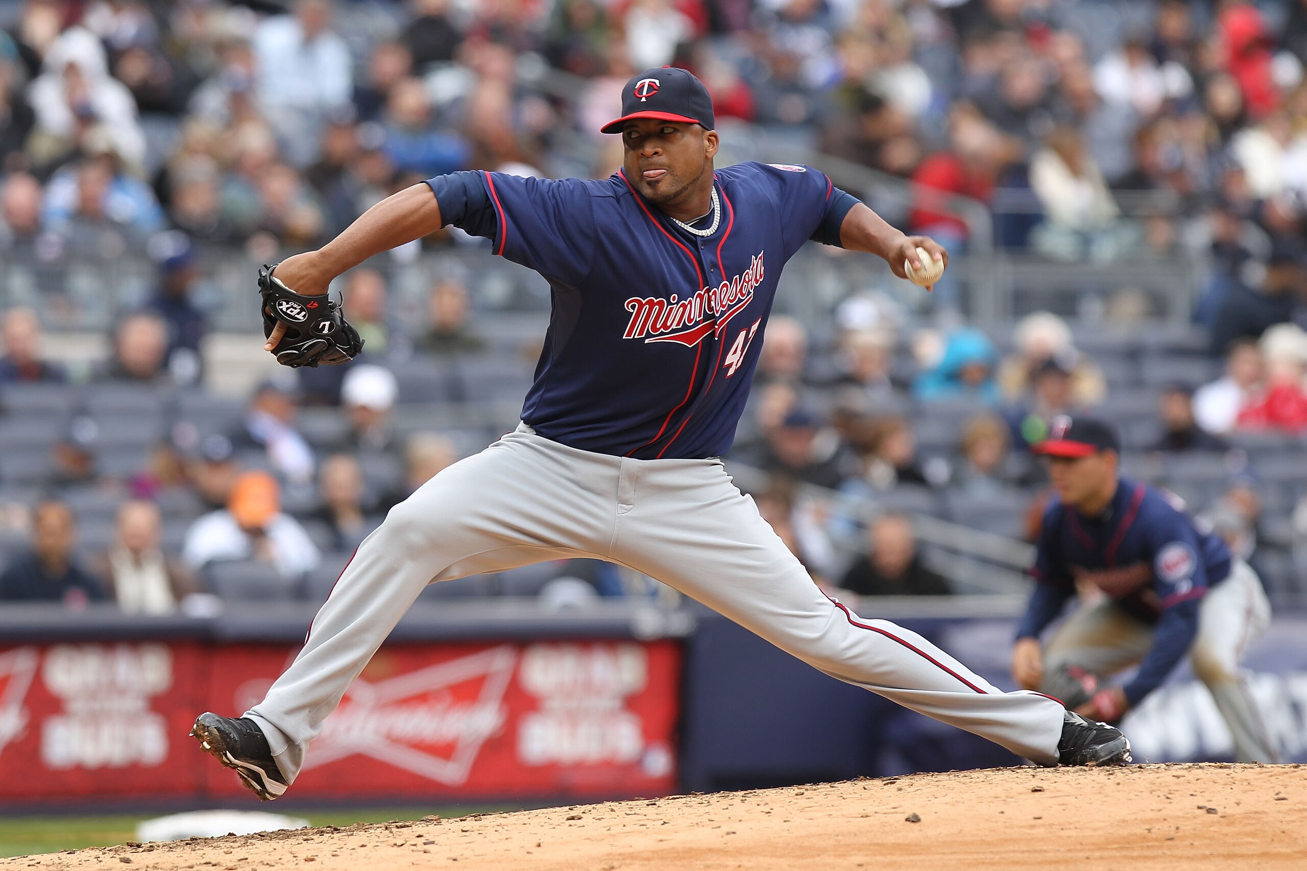 NEW YORK, NY - APRIL 07:  Francisco Liriano #47 of the Minnesota Twins pitches against the New York Yankees at Yankee Stadium on April 7, 2011 in the Bronx borough of New York City.  (Photo by Nick Laham/Getty Images)