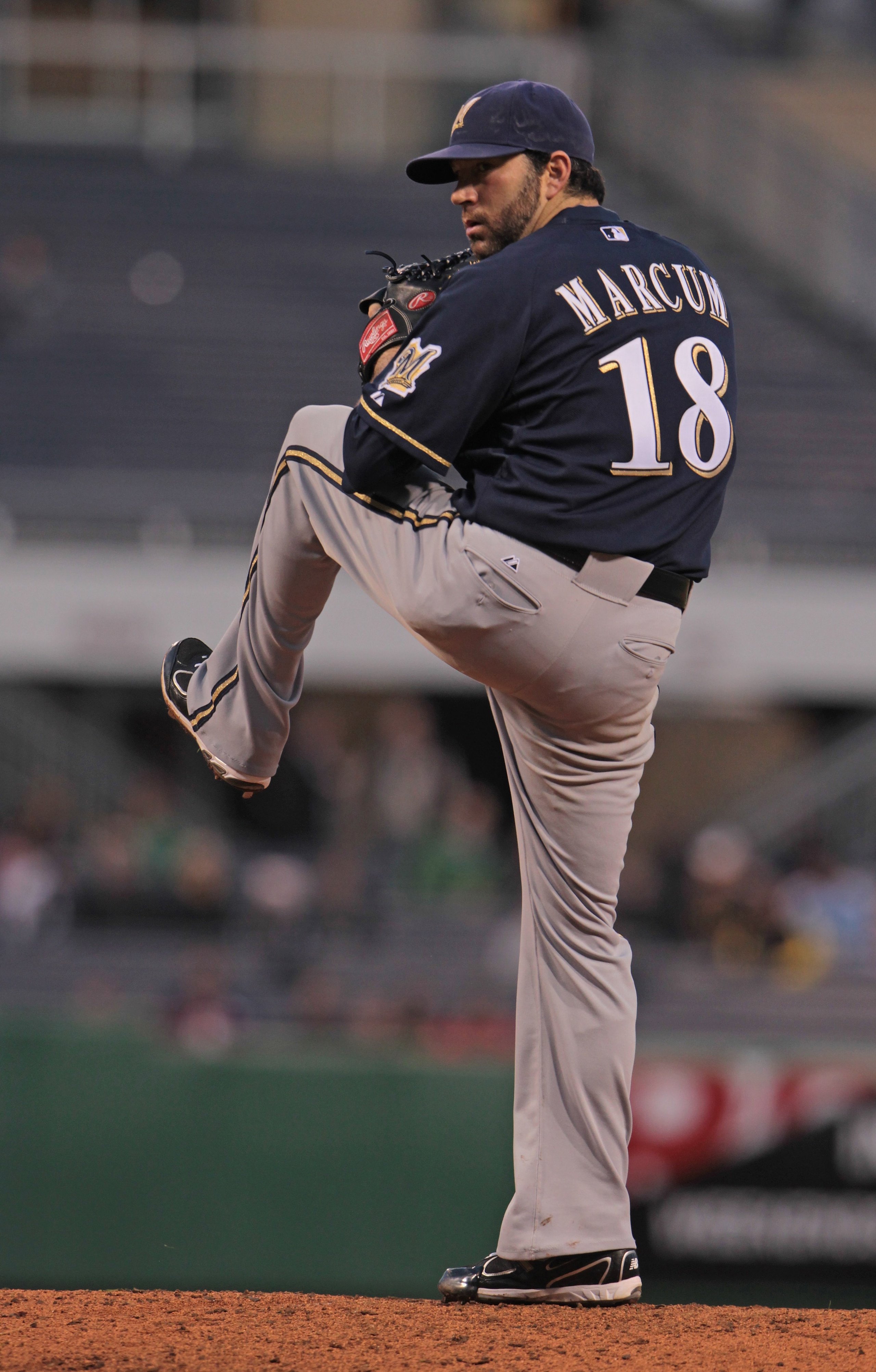 PITTSBURGH, PA - APRIL 13:  Shaun Marcum #18 of the Milwaukee Brewers throws a pitch during their game against the Pittsburgh Pirates at PNC Park on April 13, 2011 in Pittsburgh, Pennsylvania.  (Photo by Scott Halleran/Getty Images)
