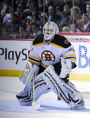 MONTREAL, CANADA - APRIL 26:  Scott Gomez #11 of the Montreal Canadiens waits for pass at the side of the net of Tim Thomas #30 of the Boston Bruins in Game Six of the Eastern Conference Quarterfinals during the 2011 NHL Stanley Cup Playoffs at the Bell C