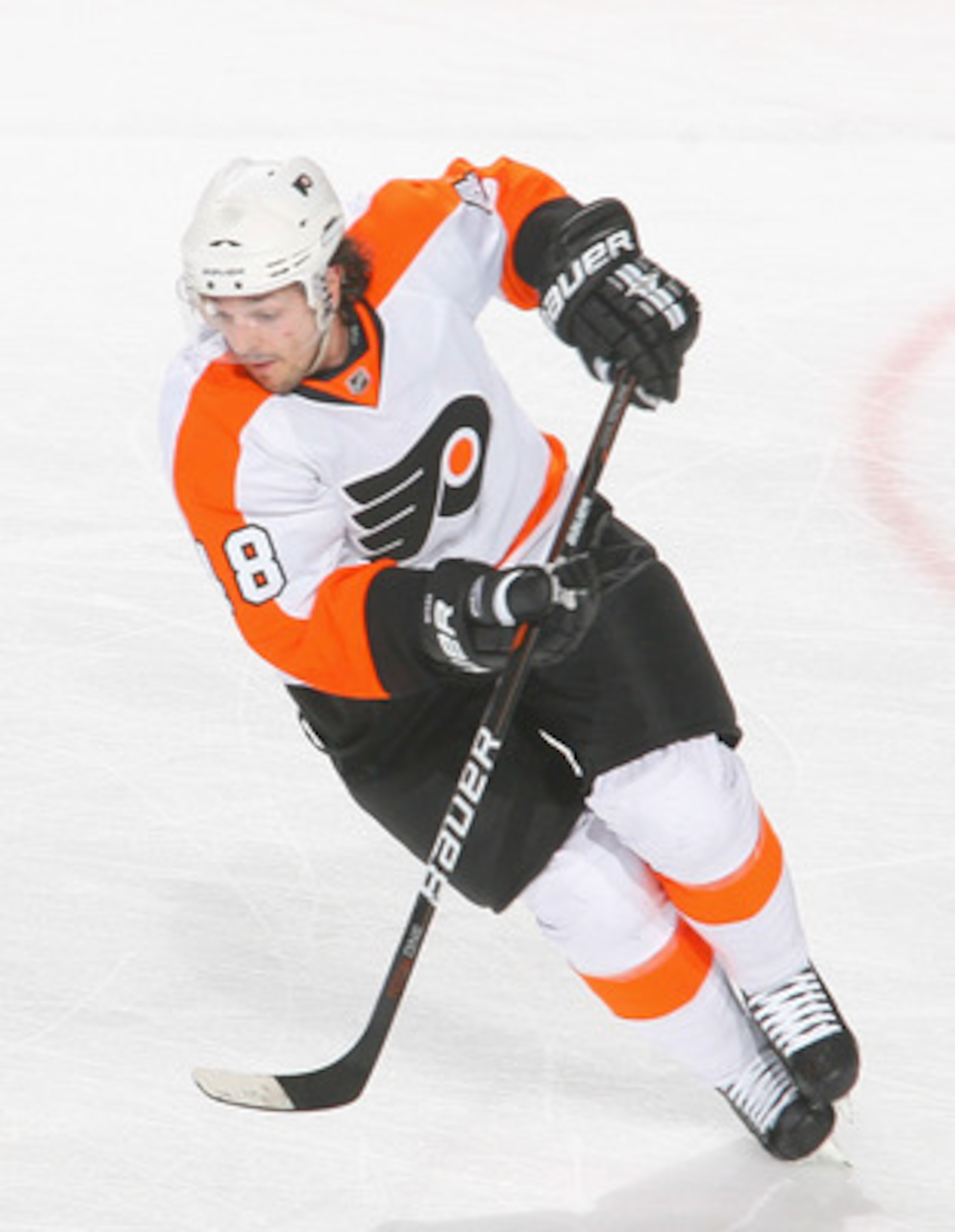 BUFFALO, NY - APRIL 20: Danny Briere #48 of the Philadelphia Flyers skates against the Buffalo Sabres in Game Four of the Eastern Conference Quarterfinals during the 2011 NHL Stanley Cup Playoffs at HSBC Arena at HSBC Arena on April 20, 2011 in Buffalo, BUFFALO, NY - APRIL 20: Danny Briere #48 of the Philadelphia Flyers skates against the Buffalo Sabres in Game Four of the Eastern Conference Quarterfinals during the 2011 NHL Stanley Cup Playoffs at HSBC Arena at HSBC Arena on April 20, 2011 in Buffalo,