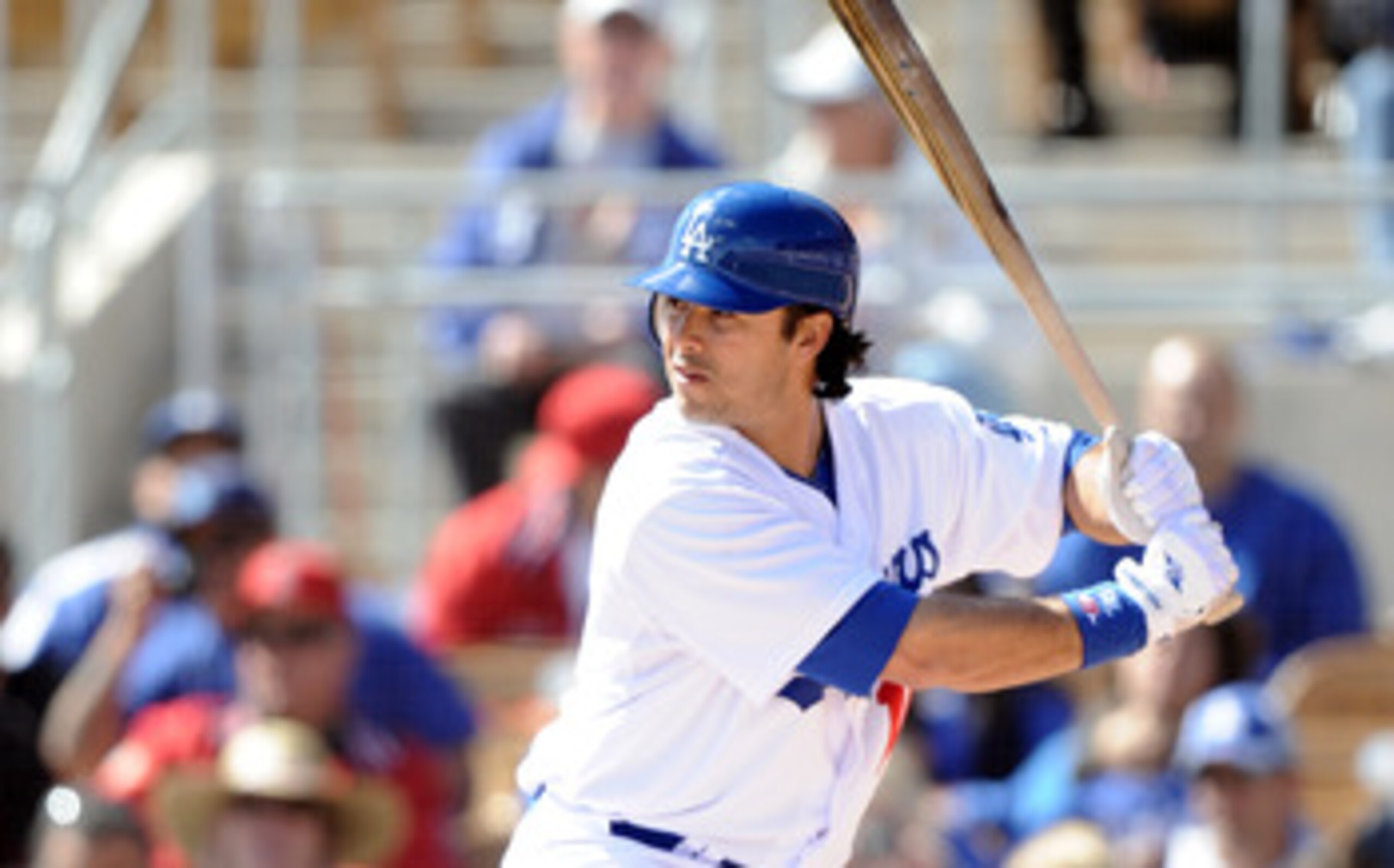PHOENIX, AZ - FEBRUARY 27:  Andre Ethier #16 of the Los Angeles Dodgers at bat during spring training at Camelback Ranch on February 27, 2011 in Phoenix, Arizona.  (Photo by Harry How/Getty Images)