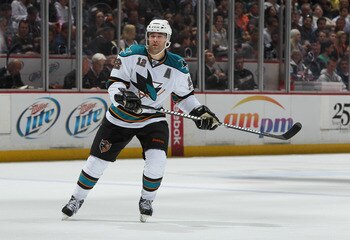 ANAHEIM, CA - APRIL 06:  Patrick Marleau #12 of the San Jose Sharks skates against the Anaheim Ducks at Honda Center on April 6, 2011 in Anaheim, California.  (Photo by Jeff Gross/Getty Images)