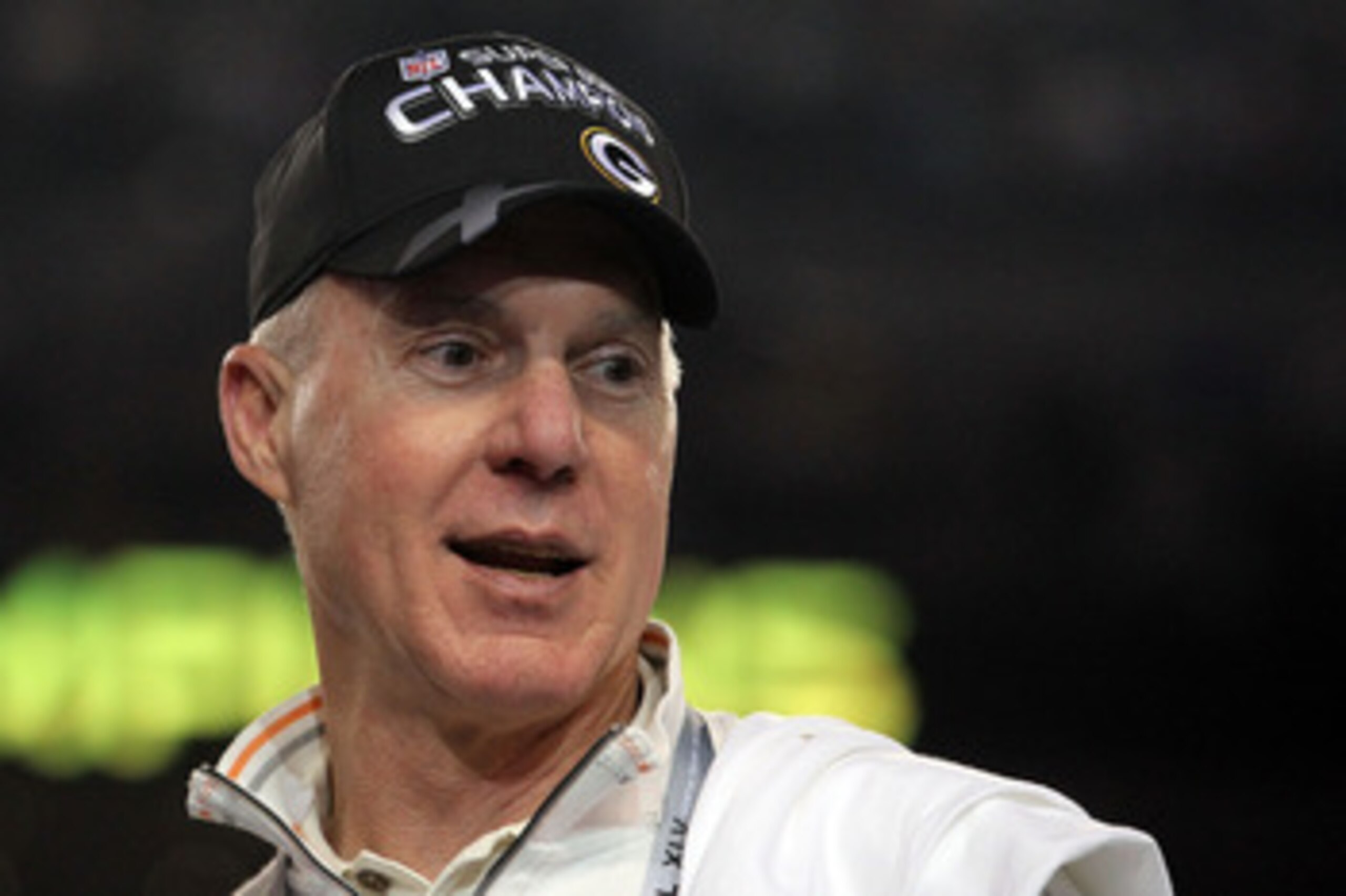ARLINGTON, TX - FEBRUARY 06: General manager Ted Thompson of the Green Bay Packers looks on after the Packers defeated the Pittsburgh Steelers 31 to 25 in Super Bowl XLV at Cowboys Stadium on February 6, 2011 in Arlington, Texas.  (Photo by Ronald Martine