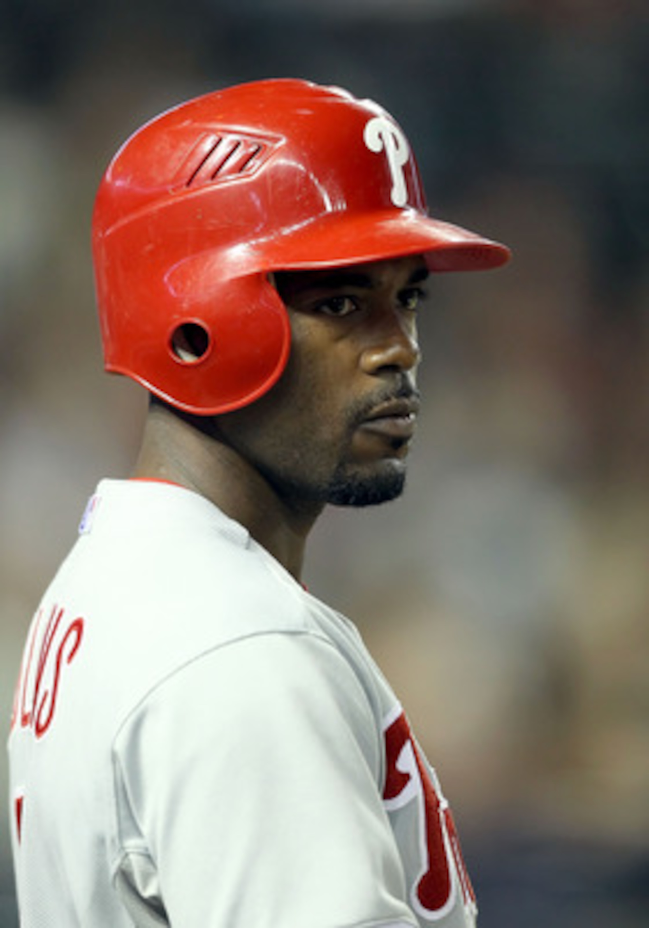 PHOENIX, AZ - APRIL 26:  Jimmy Rollins #11 of the Philadelphia Phillies on deck during the Major League Baseball game against the Arizona Diamondbacks at Chase Field on April 26, 2011 in Phoenix, Arizona. The Diamondbacks defeated the Phillies 7-5.  (Phot