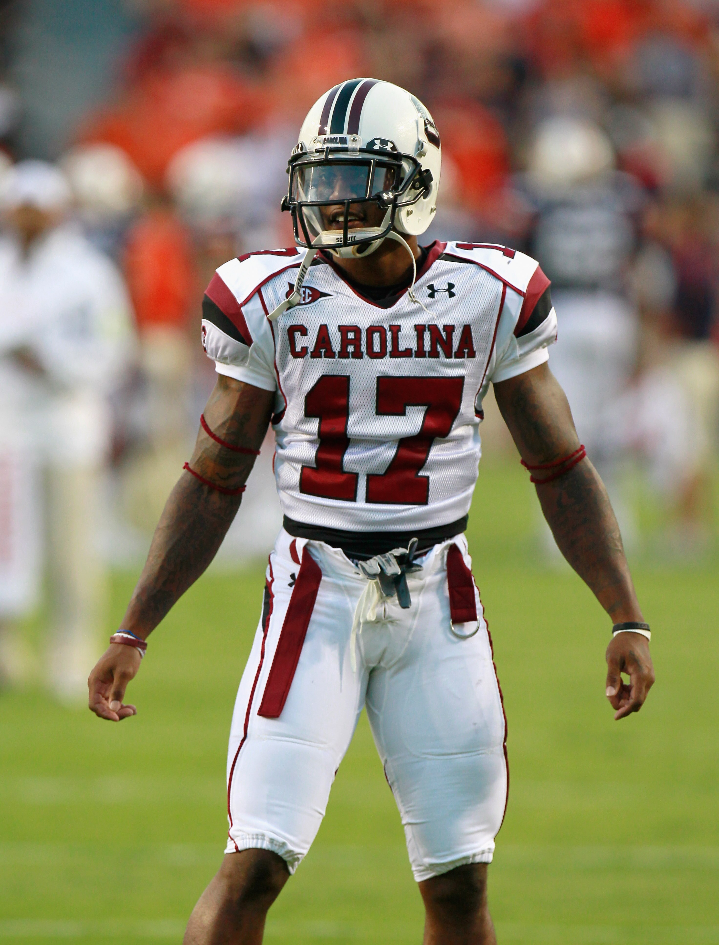AUBURN, AL - SEPTEMBER 25:  Chris Culliver #17 of the South Carolina Gamecocks against the Auburn Tigers at Jordan-Hare Stadium on September 25, 2010 in Auburn, Alabama.  (Photo by Kevin C. Cox/Getty Images)