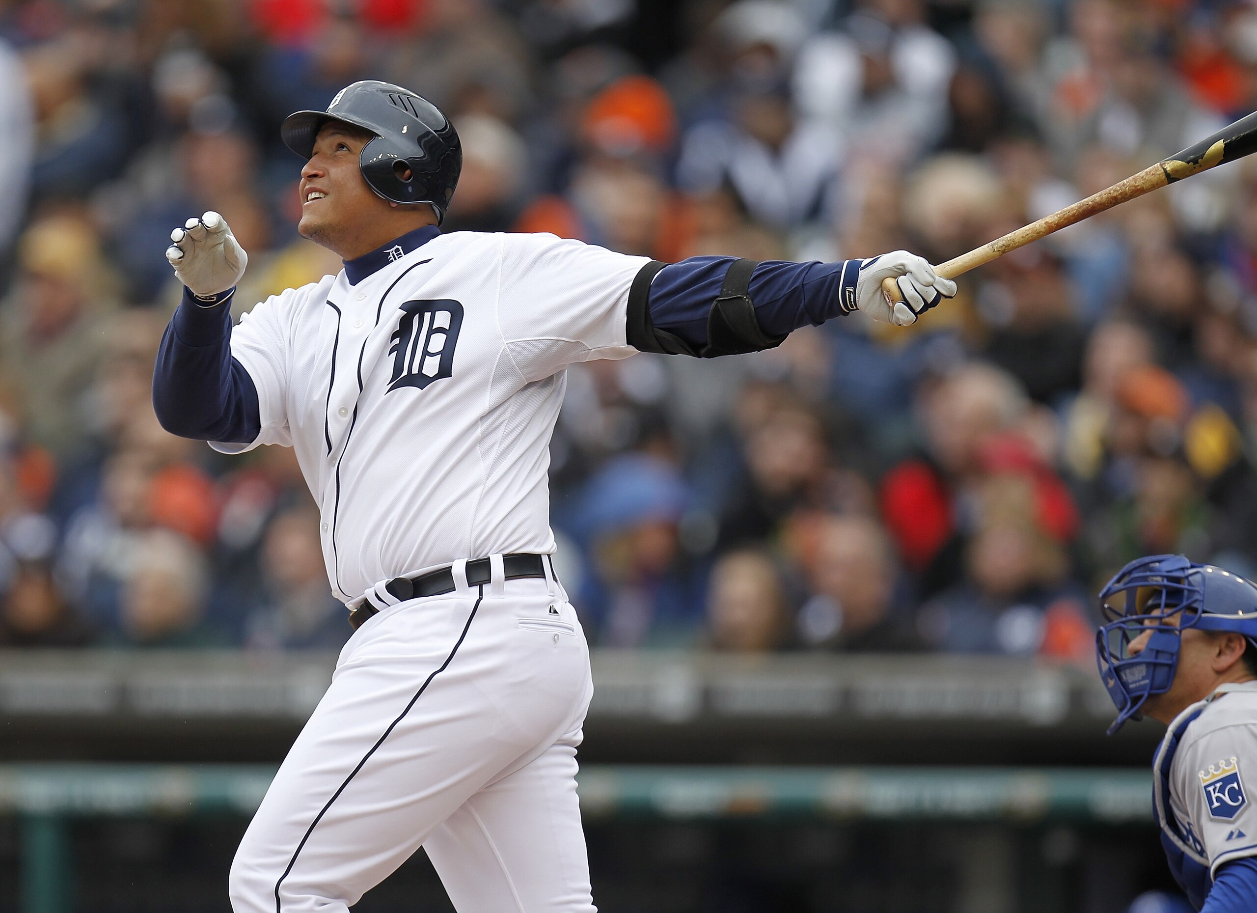 DETROIT, MI - APRIL 08: Miguel Cabrera #24 of the Detroit Tigers bats against the Kansas City Royals at Comerica Park on April 8, 2011 in Detroit, Michigan. (Photo by Gregory Shamus/Getty Images) DETROIT, MI - APRIL 08: Miguel Cabrera #24 of the Detroit Tigers bats against the Kansas City Royals at Comerica Park on April 8, 2011 in Detroit, Michigan. (Photo by Gregory Shamus/Getty Images)