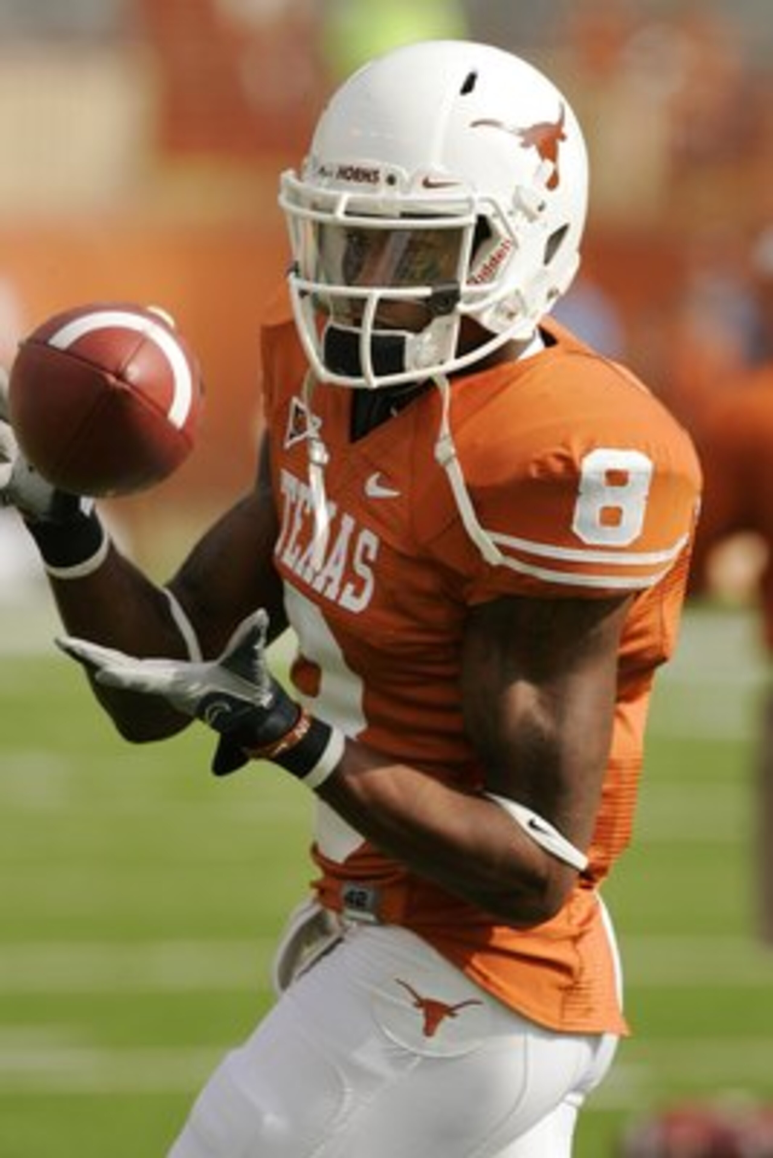AUSTIN, TX - NOVEMBER 07: Cornerback Chykie Brown #8 of the Texas Longhorns practices before a game against the UCF Knights on November 7, 2009 at Darrell K Royal - Texas Memorial Stadium in Austin, Texas. Texas won 35-3. (Photo by Brian Bahr/Getty Ima AUSTIN, TX - NOVEMBER 07: Cornerback Chykie Brown #8 of the Texas Longhorns practices before a game against the UCF Knights on November 7, 2009 at Darrell K Royal - Texas Memorial Stadium in Austin, Texas. Texas won 35-3. (Photo by Brian Bahr/Getty Ima