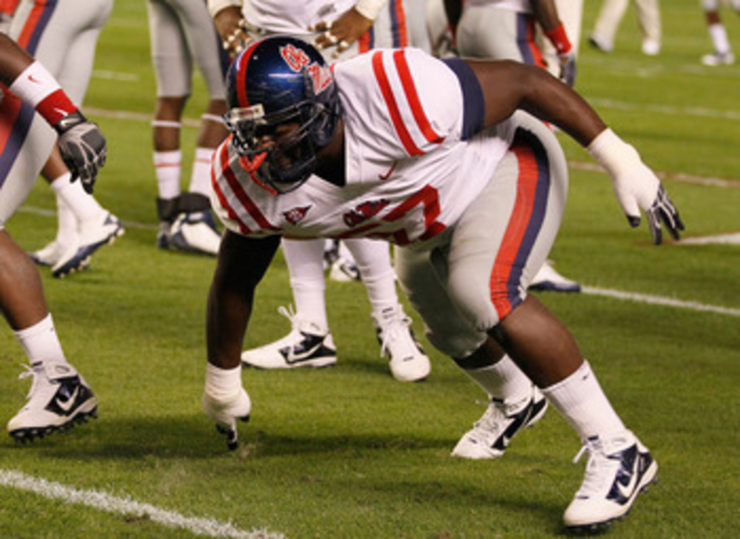 TUSCALOOSA, AL - OCTOBER 16:  Jerrell Powe #57 of the Ole Miss Rebels against the Alabama Crimson Tide at Bryant-Denny Stadium on October 16, 2010 in Tuscaloosa, Alabama.  (Photo by Kevin C. Cox/Getty Images)
