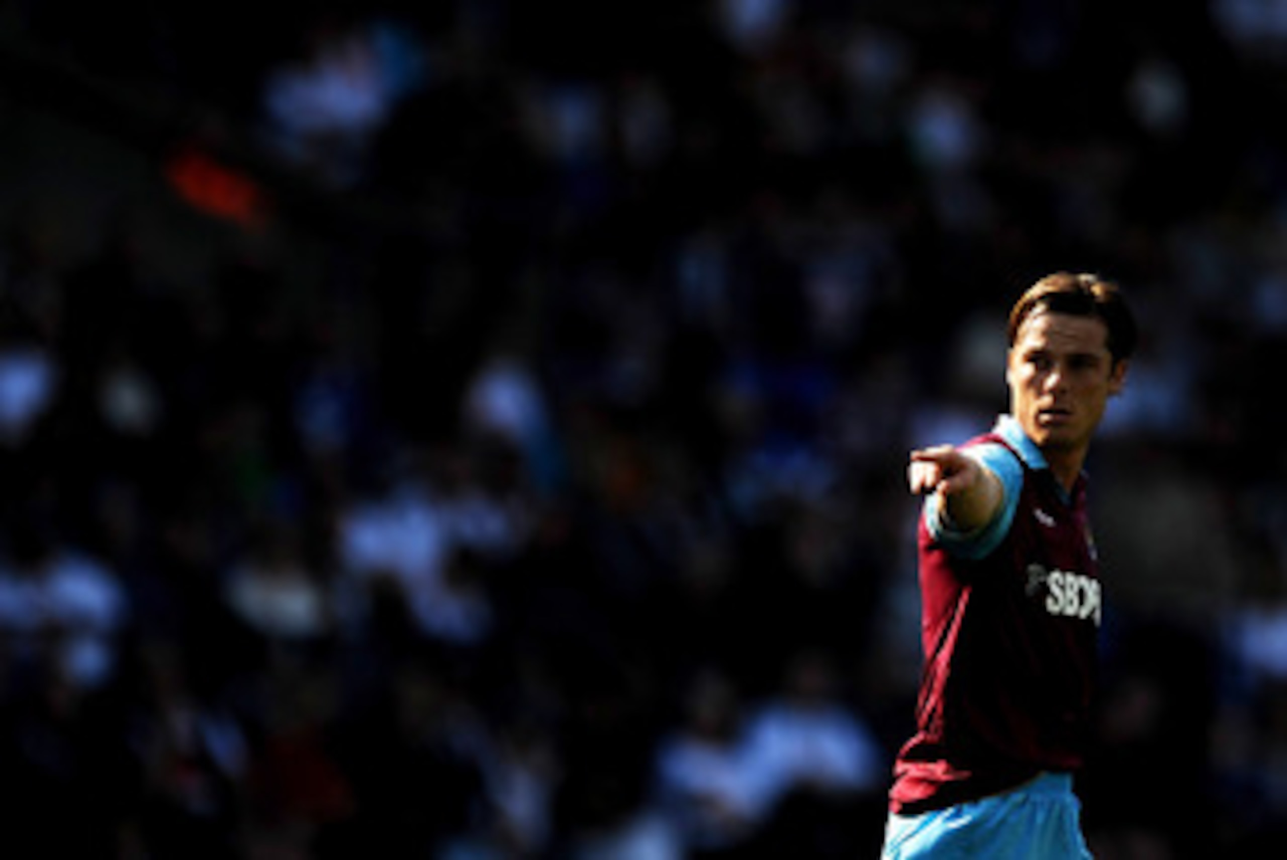 BOLTON, ENGLAND - APRIL 09:  Scott Parker of West Ham United gestures during the Barclays Premier League match between Bolton Wanderers and West Ham United at Reebok Stadium on April 9, 2011 in Bolton, England.  (Photo by Chris Brunskill/Getty Images)