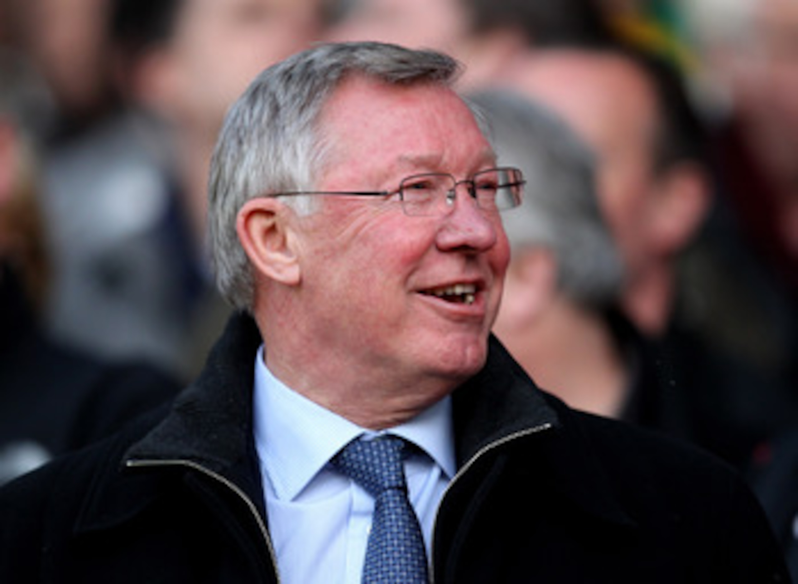 MANCHESTER, ENGLAND - APRIL 12: Manchester United Manager Sir Alex Ferguson laughs prior to the UEFA Champions League Quarter Final second leg match between Manchester United and Chelsea at Old Trafford on April 12, 2011 in Manchester, England. (Photo b MANCHESTER, ENGLAND - APRIL 12: Manchester United Manager Sir Alex Ferguson laughs prior to the UEFA Champions League Quarter Final second leg match between Manchester United and Chelsea at Old Trafford on April 12, 2011 in Manchester, England. (Photo b