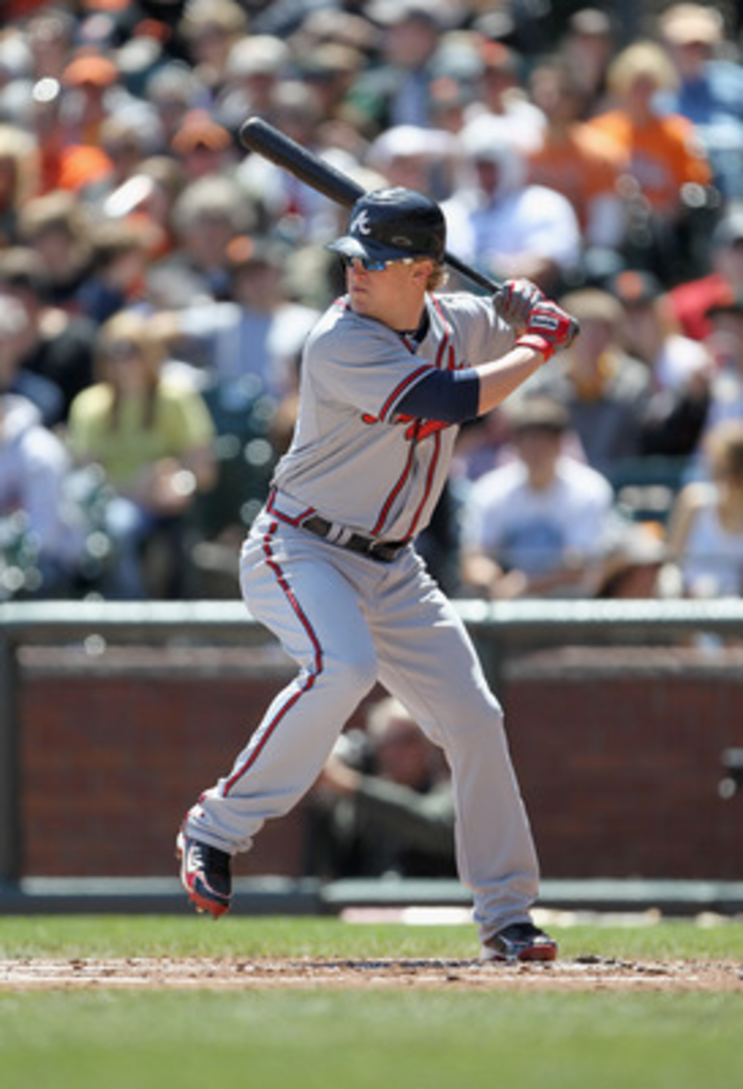 SAN FRANCISCO, CA - APRIL 24:  Nate McLouth #13 of the Atlanta Braves in action against the San Francisco Giants at AT&T Park on April 24, 2011 in San Francisco, California.  (Photo by Ezra Shaw/Getty Images)
