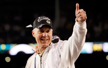 ARLINGTON, TX - FEBRUARY 06:  General Manager Ted Thompson of the Green Bay Packers celebrates after the Packers won 31-25 against the Pittsburgh Steelers during Super Bowl XLV at Cowboys Stadium on February 6, 2011 in Arlington, Texas.  (Photo by Kevin C