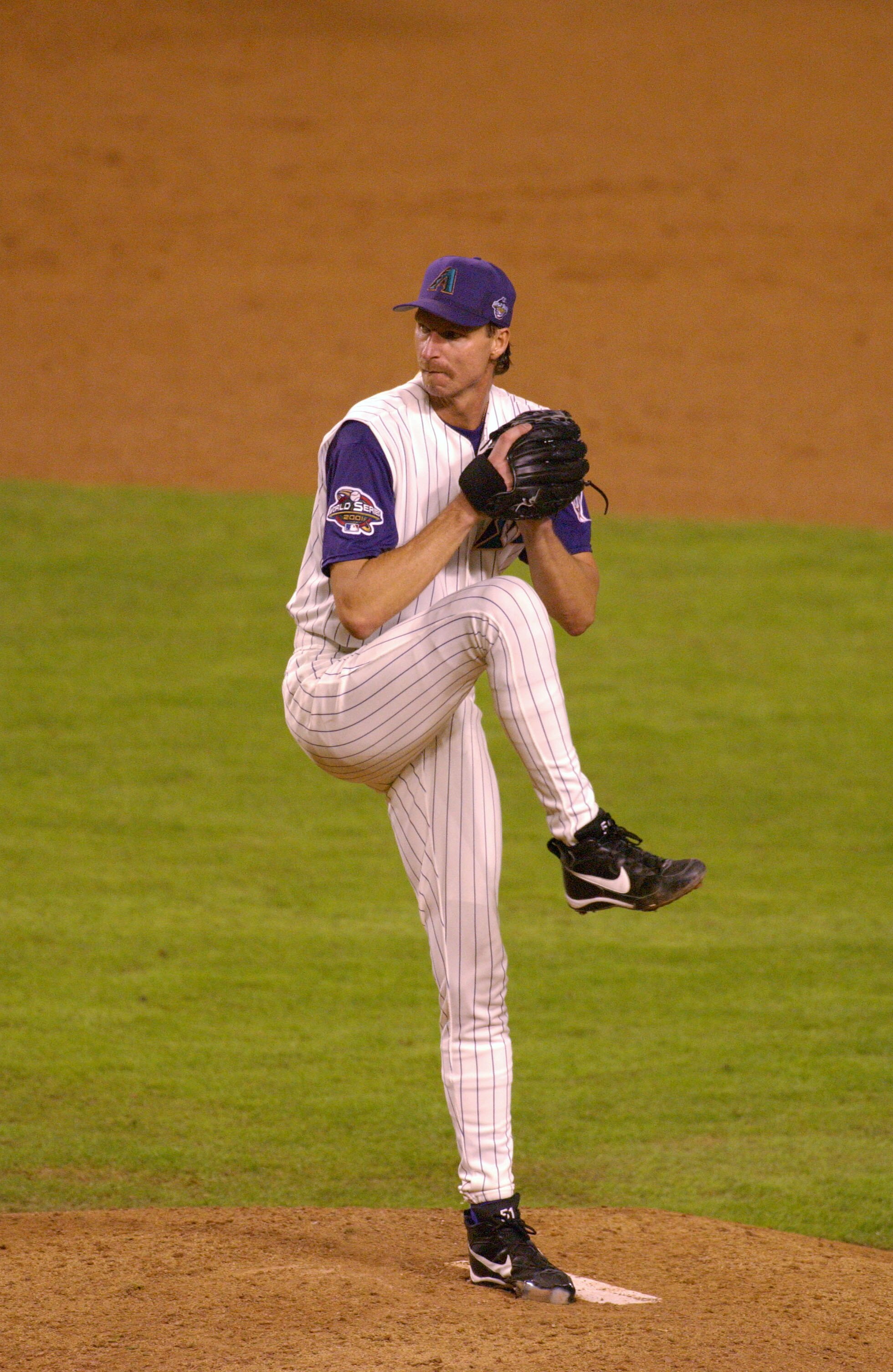 3 Nov 2001: Randy Johnson #51 of Arizona Diamondbacks delivers during game six of the World Series against the New York Yankees at Bank One Ballpark in Phoenix, Arizona. The Diamondbacks won 15-2 to force a game 7. DIGITAL IMAGE. Mandatory Credit: Matthew