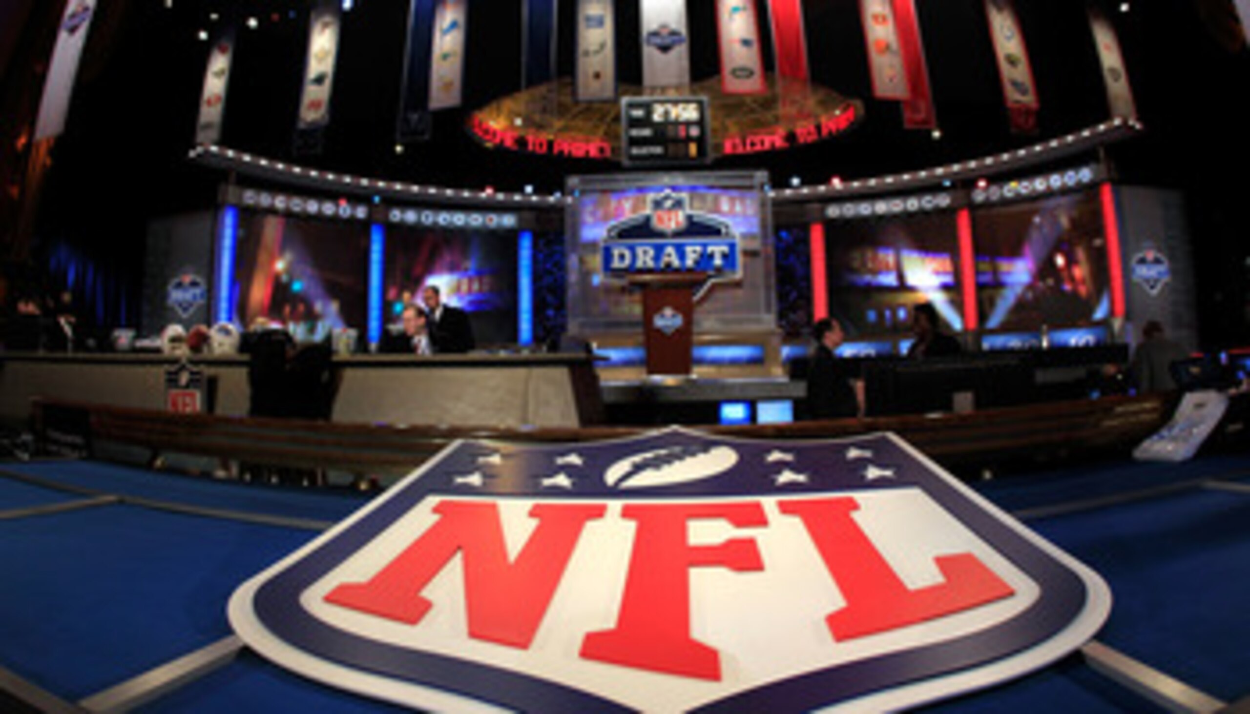 NEW YORK, NY - APRIL 28: A general view of the draft stage during the 2011 NFL Draft at Radio City Music Hall on April 28, 2011 in New York City. (Photo by Chris Trotman/Getty Images) NEW YORK, NY - APRIL 28: A general view of the draft stage during the 2011 NFL Draft at Radio City Music Hall on April 28, 2011 in New York City. (Photo by Chris Trotman/Getty Images)