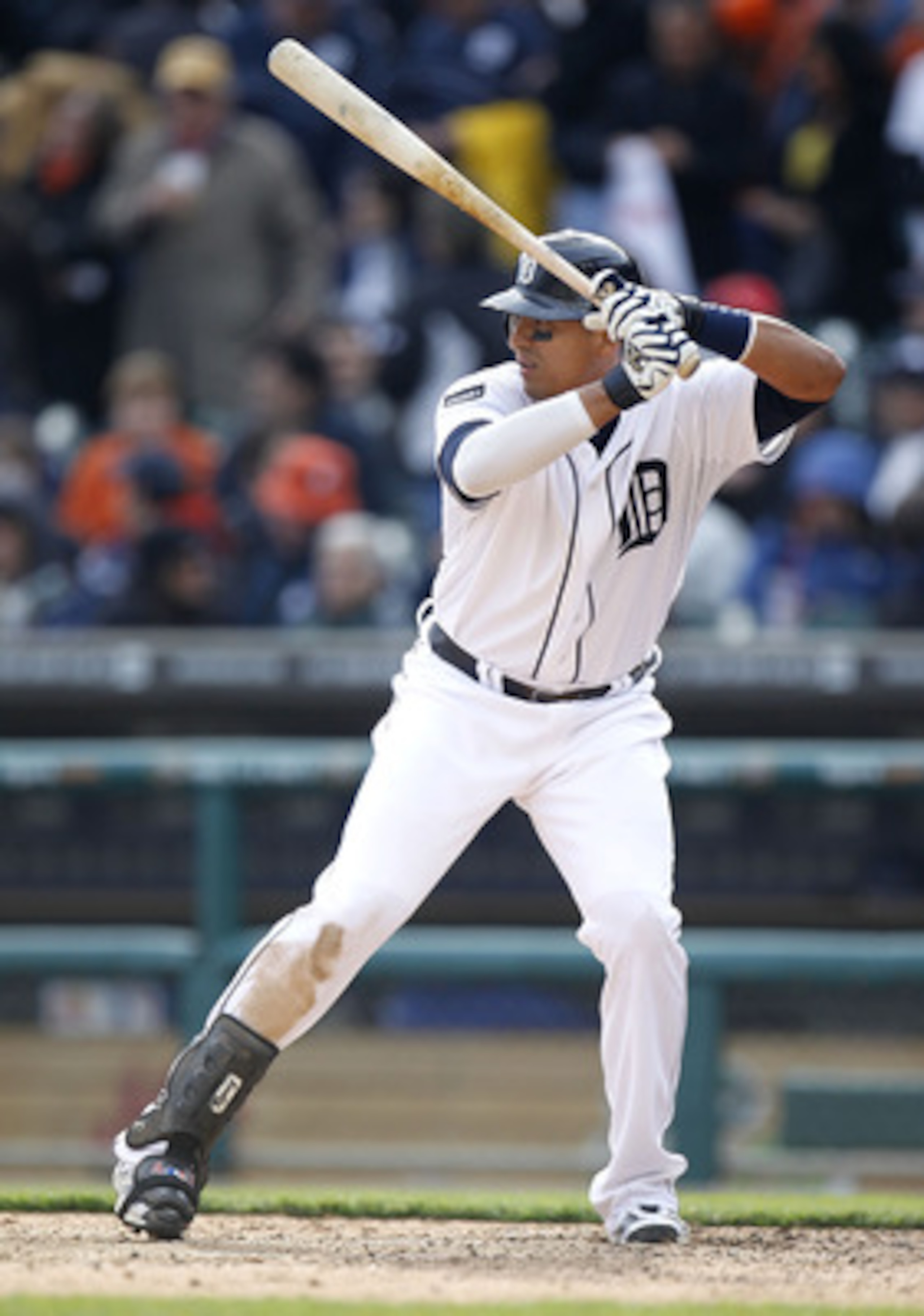 DETROIT, MI - APRIL 08: Victor Martinez #41 of the Detroit Tigers bats in the seventh inning while playing the Kansas City Royals during Opening Day at Comerica Park on April 8, 2011 in Detroit, Michigan. Detroit won the game 5-2. (Photo by Gregory Sham DETROIT, MI - APRIL 08: Victor Martinez #41 of the Detroit Tigers bats in the seventh inning while playing the Kansas City Royals during Opening Day at Comerica Park on April 8, 2011 in Detroit, Michigan. Detroit won the game 5-2. (Photo by Gregory Sham