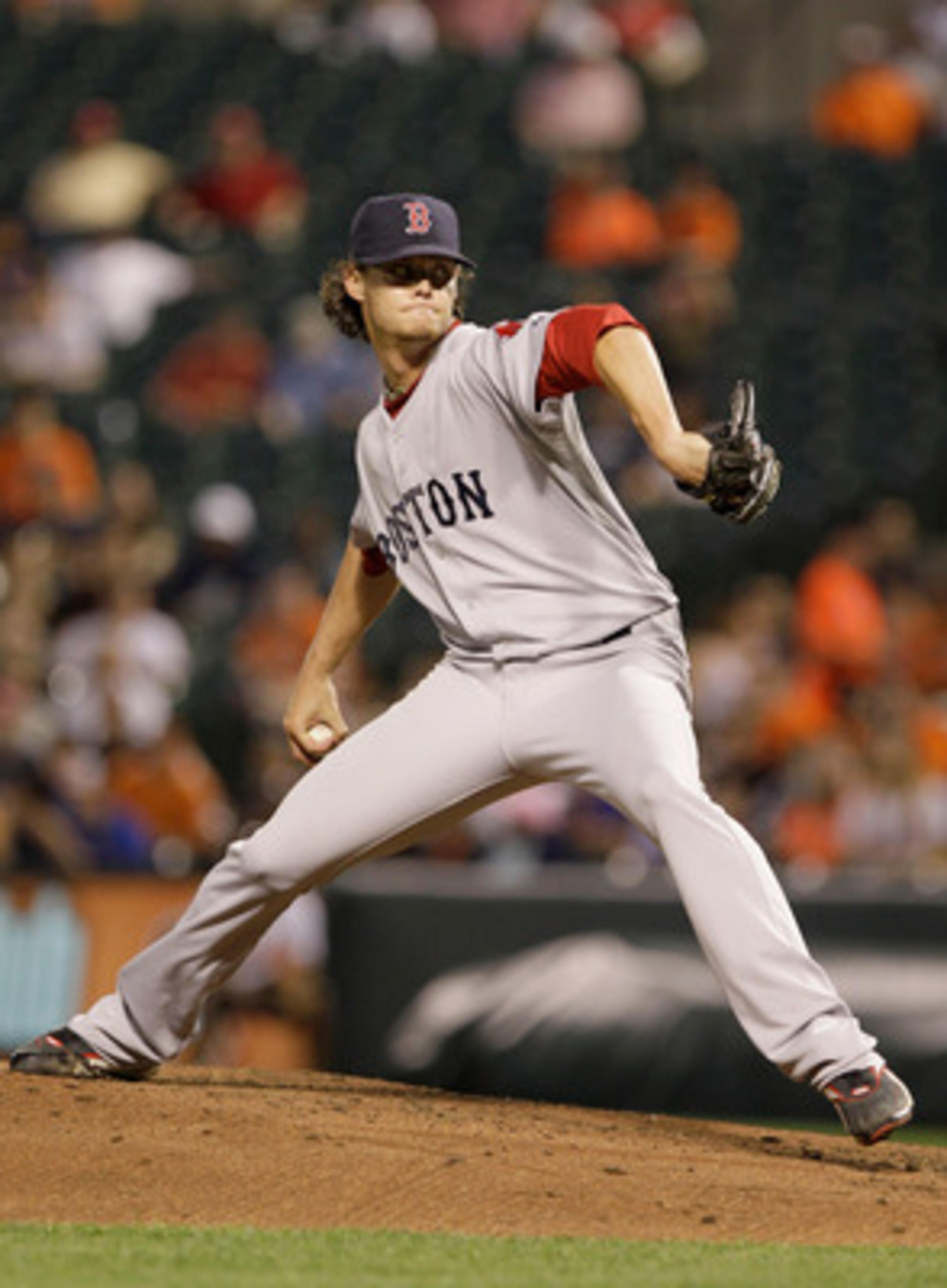 BALTIMORE, MD - APRIL 26:  Pitcher Clay Buchholz #11 of the Boston Red Sox delivers to a Baltimore Orioles batter during the fourth inning at Oriole Park at Camden Yards on April 26, 2011 in Baltimore, Maryland.  (Photo by Rob Carr/Getty Images)