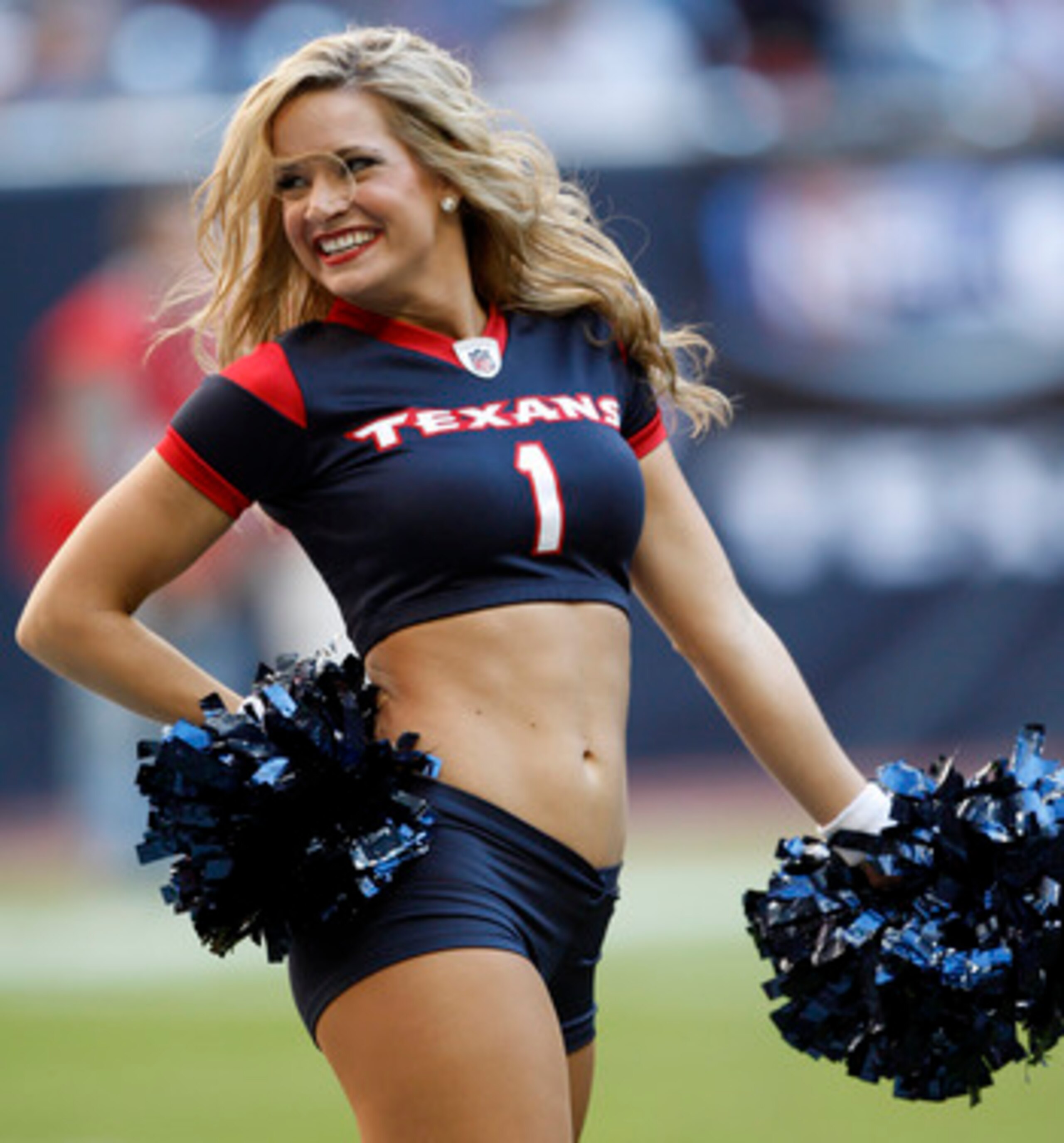 HOUSTON - NOVEMBER 07: A Houston Texans cheerleader performs against the San Diego Chargers at Reliant Stadium on November 7, 2010 in Houston, Texas. (Photo by Bob Levey/Getty Images) HOUSTON - NOVEMBER 07: A Houston Texans cheerleader performs against the San Diego Chargers at Reliant Stadium on November 7, 2010 in Houston, Texas. (Photo by Bob Levey/Getty Images)