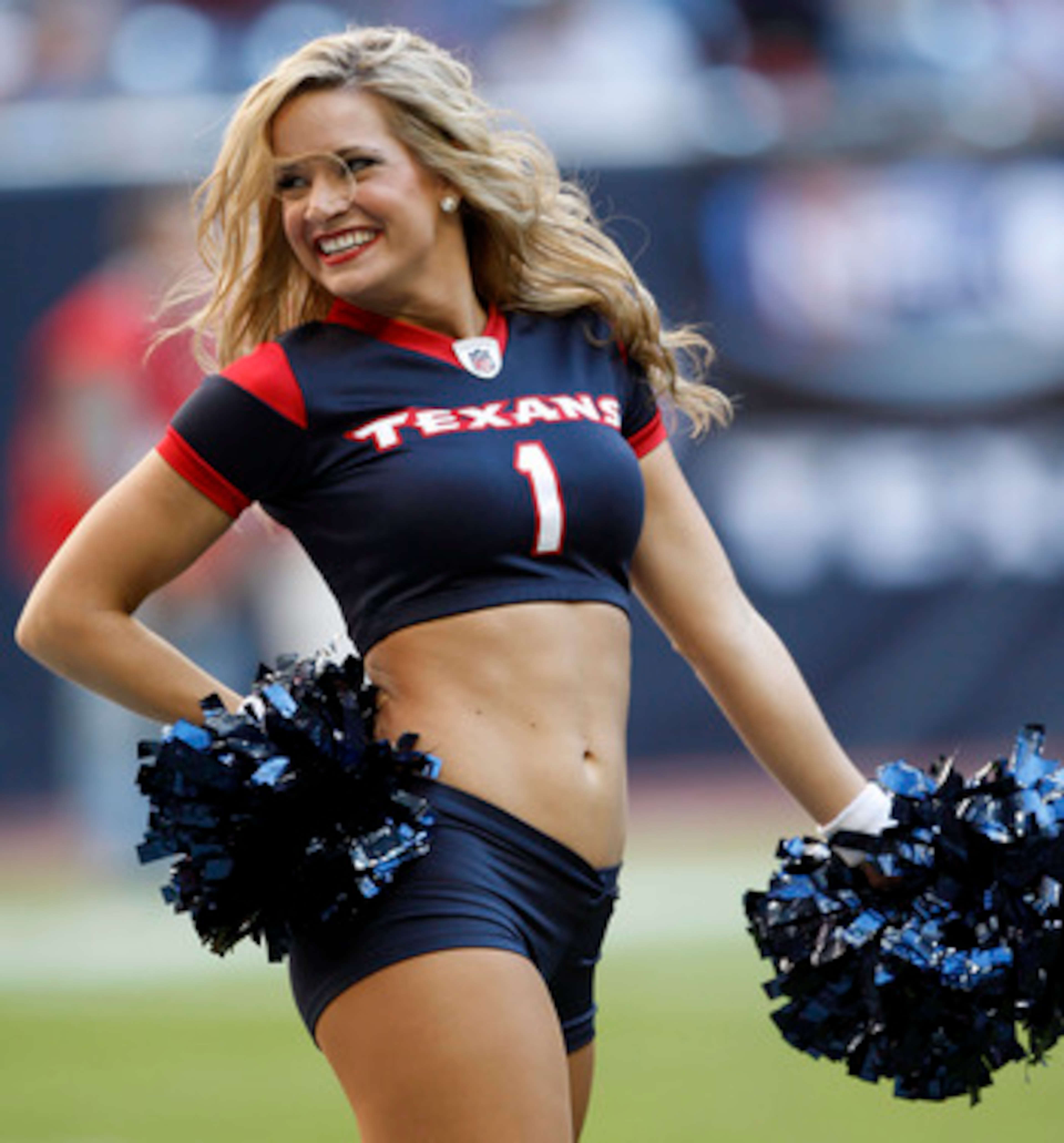 HOUSTON - NOVEMBER 07:  A Houston Texans cheerleader performs against the San Diego Chargers at Reliant Stadium on November 7, 2010 in Houston, Texas.  (Photo by Bob Levey/Getty Images)
