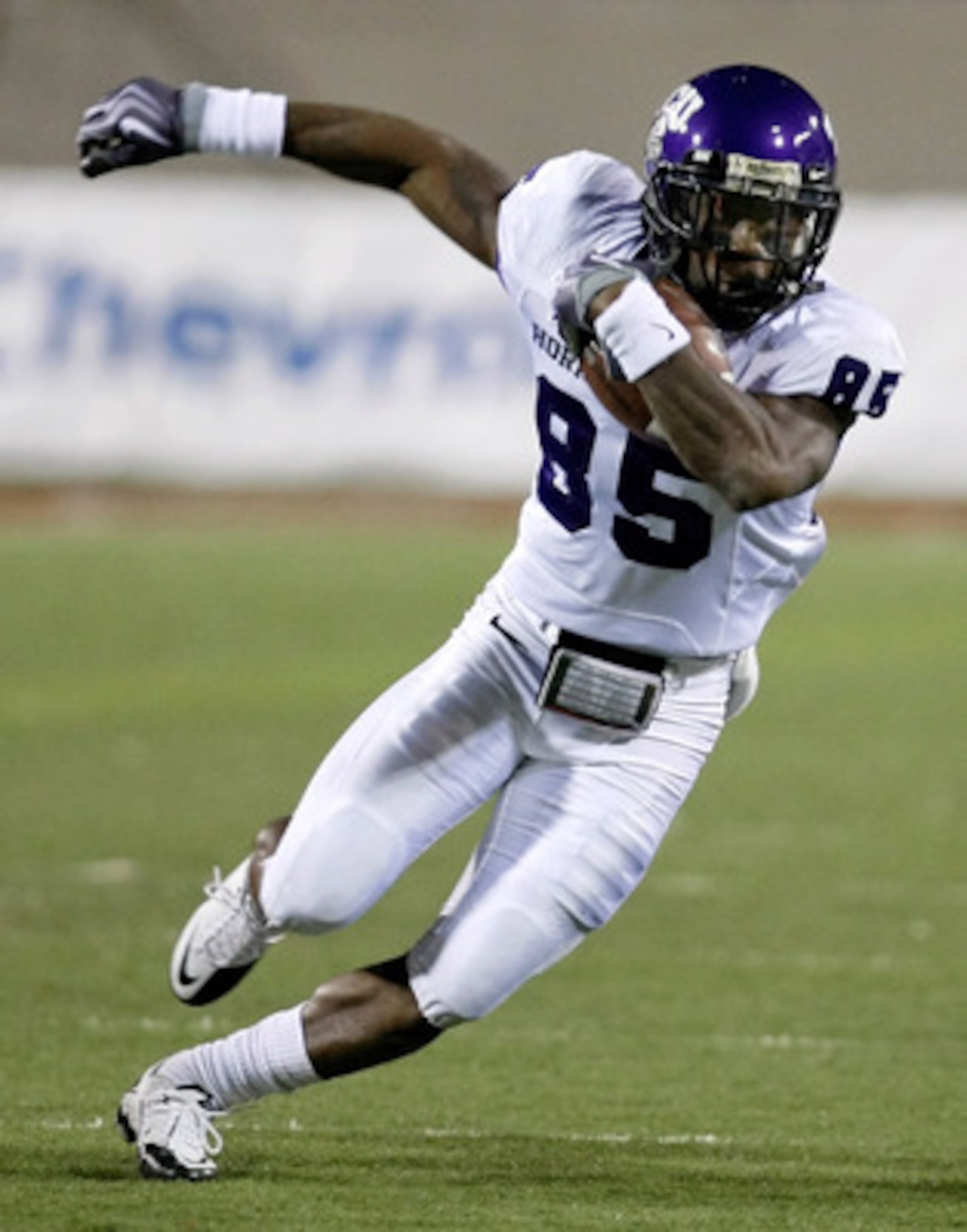 LAS VEGAS - OCTOBER 30:  Jeremy Kerley #85 of the Texas Christian University Horned Frogs runs for yardage against the UNLV Rebels at Sam Boyd Stadium October 30, 2010 in Las Vegas, Nevada. TCU won 48-6.  (Photo by Ethan Miller/Getty Images)