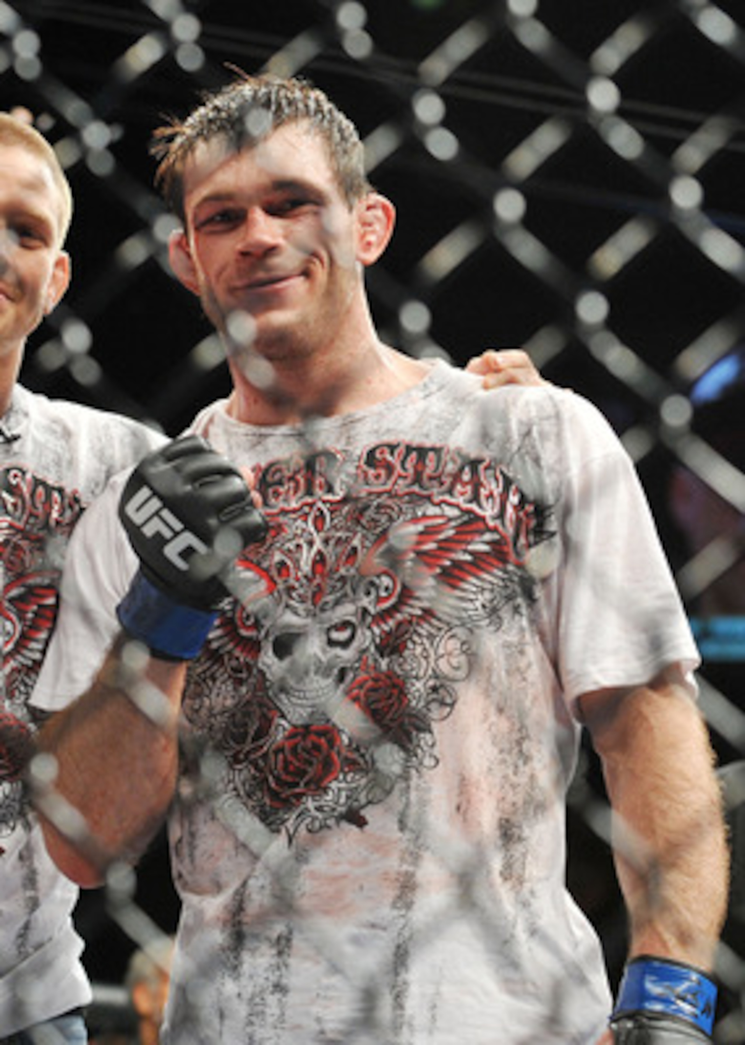LAS VEGAS - NOVEMBER 21:  Forrest Griffin celebrates his victory over Tito Ortiz after their Light Heavyweight Fight at the UFC 106 at Mandalay Bay Events Center on November 21, 2009 in Las Vegas, Nevada.  (Photo by Jon Kopaloff/Getty Images)