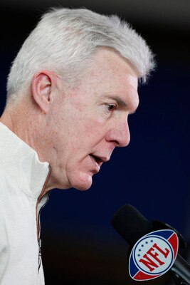 INDIANAPOLIS, IN - FEBRUARY 25: Green Bay Packers general manager Ted Thompson answers questions during a media session at the 2011 NFL Scouting Combine at Lucas Oil Stadium on February 25, 2011 in Indianapolis, Indiana. (Photo by Joe Robbins/Getty Images