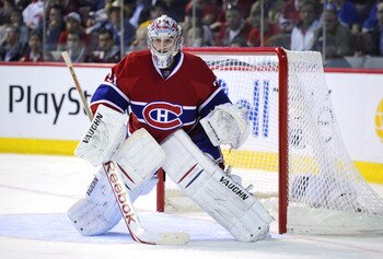 MONTREAL, CANADA - APRIL 26:  Carey Price #31 of the Montreal Canadiens tends his net in Game Six of the Eastern Conference Quarterfinals against the Boston Bruins during the 2011 NHL Stanley Cup Playoffs at the Bell Centre on April 26, 2011 in Montreal, 