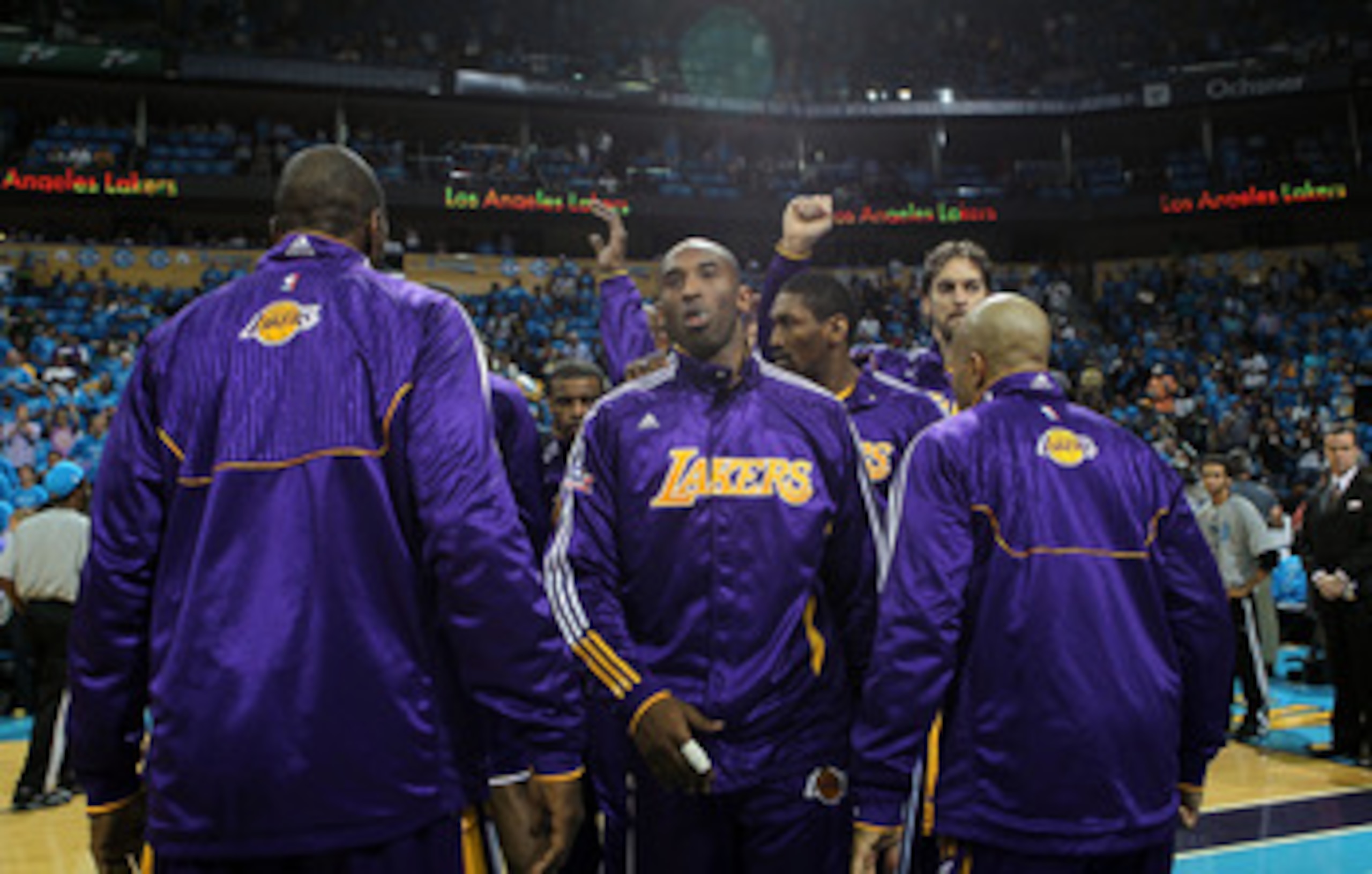 NEW ORLEANS, LA - APRIL 28:  Kobe Bryant #24 of the Los Angeles Lakers is introduced before a game against the New Orleans Hornets in Game Six of the Western Conference Quarterfinals in the 2011 NBA Playoffs on April 28, 2011 at New Orleans Arena in New O