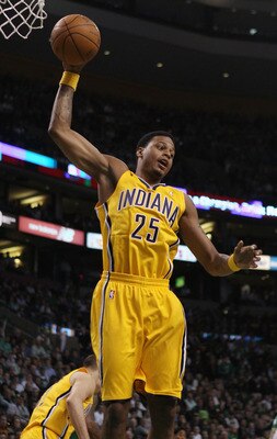 BOSTON, MA - MARCH 16: Brandon Rush #25 of the Indiana Pacers grabs the rebound in the first half against the Boston Celtics on March 16, 2011 at the TD Garden in Boston, Massachusetts. NOTE TO USER: User expressly acknowledges and agrees that, by downl BOSTON, MA - MARCH 16: Brandon Rush #25 of the Indiana Pacers grabs the rebound in the first half against the Boston Celtics on March 16, 2011 at the TD Garden in Boston, Massachusetts. NOTE TO USER: User expressly acknowledges and agrees that, by downl