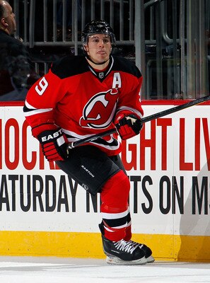 NEWARK, NJ - APRIL 02:  Zach Parise #9 of the New Jersey Devils skates during an NHL hockey game against the Montreal Canadians at the Prudential Center on April 2, 2011 in Newark, New Jersey.  (Photo by Paul Bereswill/Getty Images)