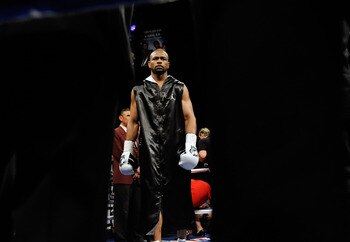 LAS VEGAS - APRIL 03:  Roy Jones Jr. appears in the ring before his light heavyweight bout against Bernard Hopkins at the Mandalay Bay Events Center April 3, 2010 in Las Vegas, Nevada. Hopkins won by unanimous decision.  (Photo by Ethan Miller/Getty Image