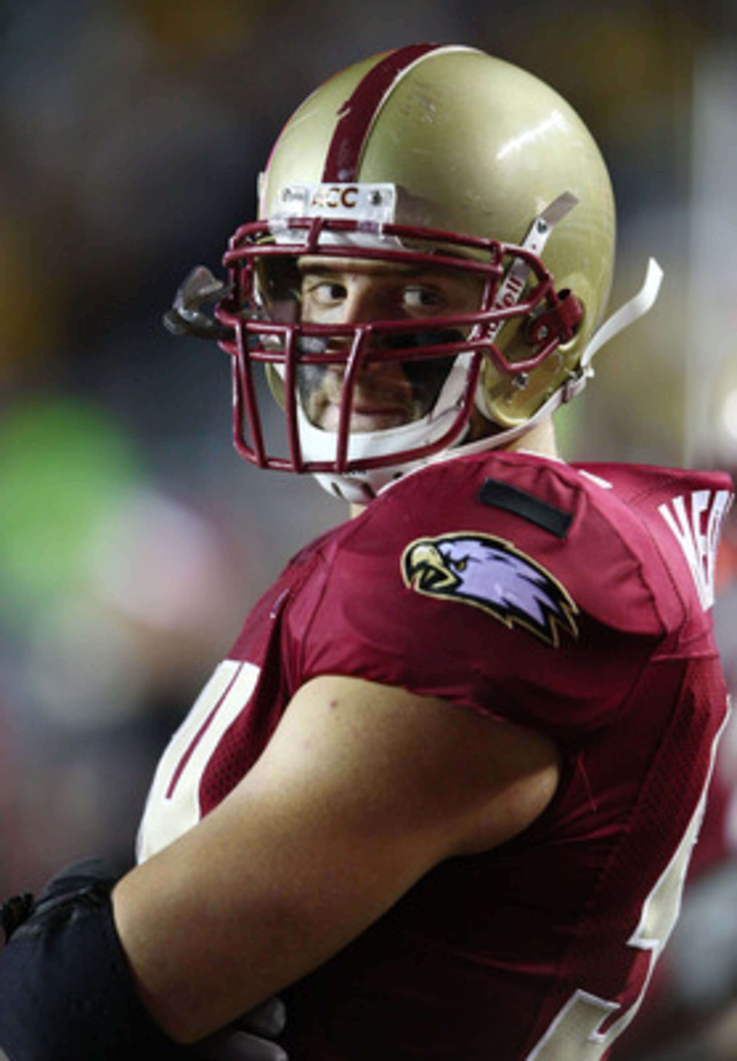 CHESTNUT HILL, MA - NOVEMBER 03:  Mark Herzlich #94 of the Boston College Eagles looks on after a tough loss to the Florida State Seminoles on November 3, 2007 at Alumni Stadium in in Chestnut Hill, Massachusetts. Florida State defeated Boston College 27-