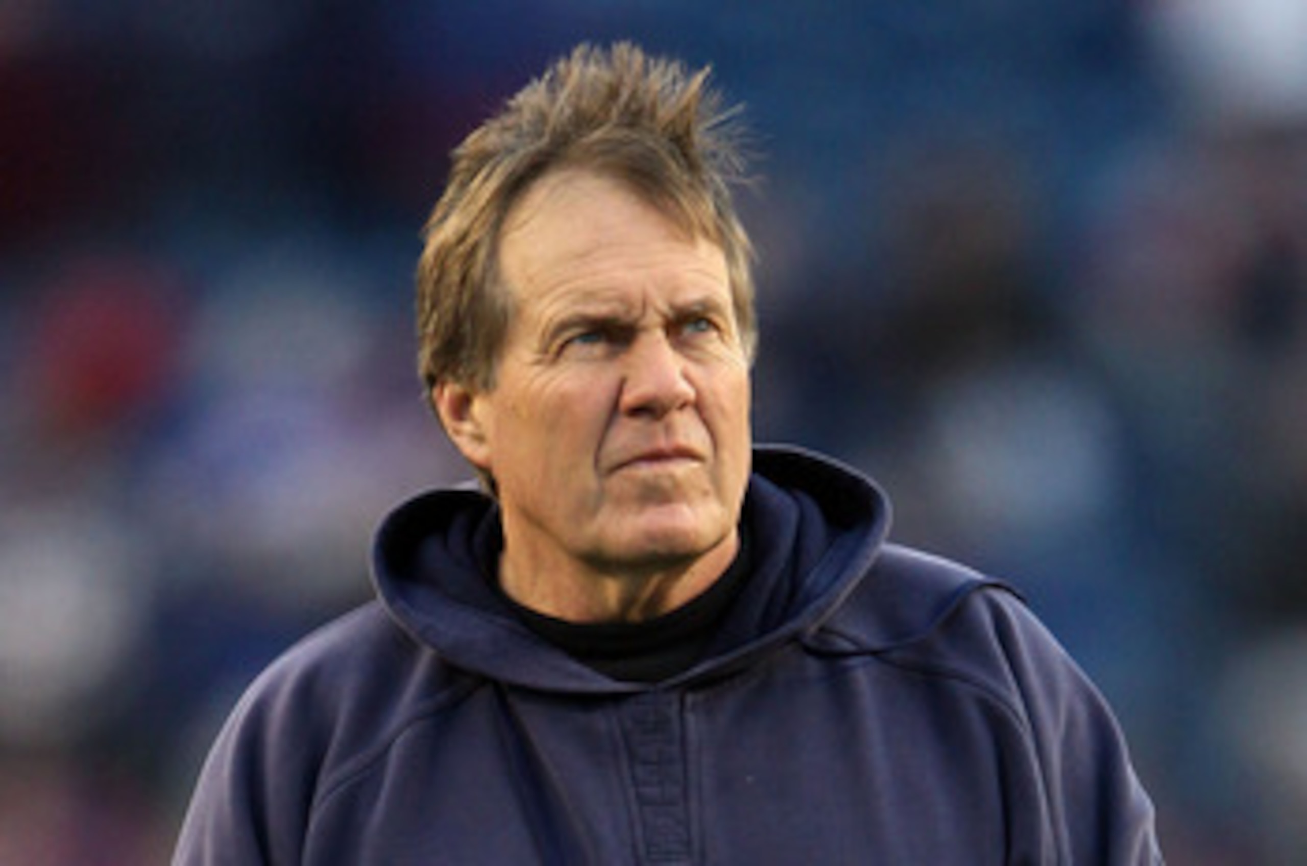 FOXBORO, MA - JANUARY 16:  Head coach Bill Belichick of the New England Patriots looks on during their 2011 AFC divisional playoff game against the New York Jets at Gillette Stadium on January 16, 2011 in Foxboro, Massachusetts.  (Photo by Elsa/Getty Imag