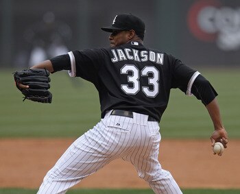 CHICAGO, IL - APRIL 07: Starting pitcher Edwin Jackson #33 of the Chicago White Sox delivers the ball against the Tampa Bay Rays during the home opener at U.S. Cellular Field on April 7, 2011 in Chicago, Illinois. The White Sox defeated the Rays 5-1. (Pho