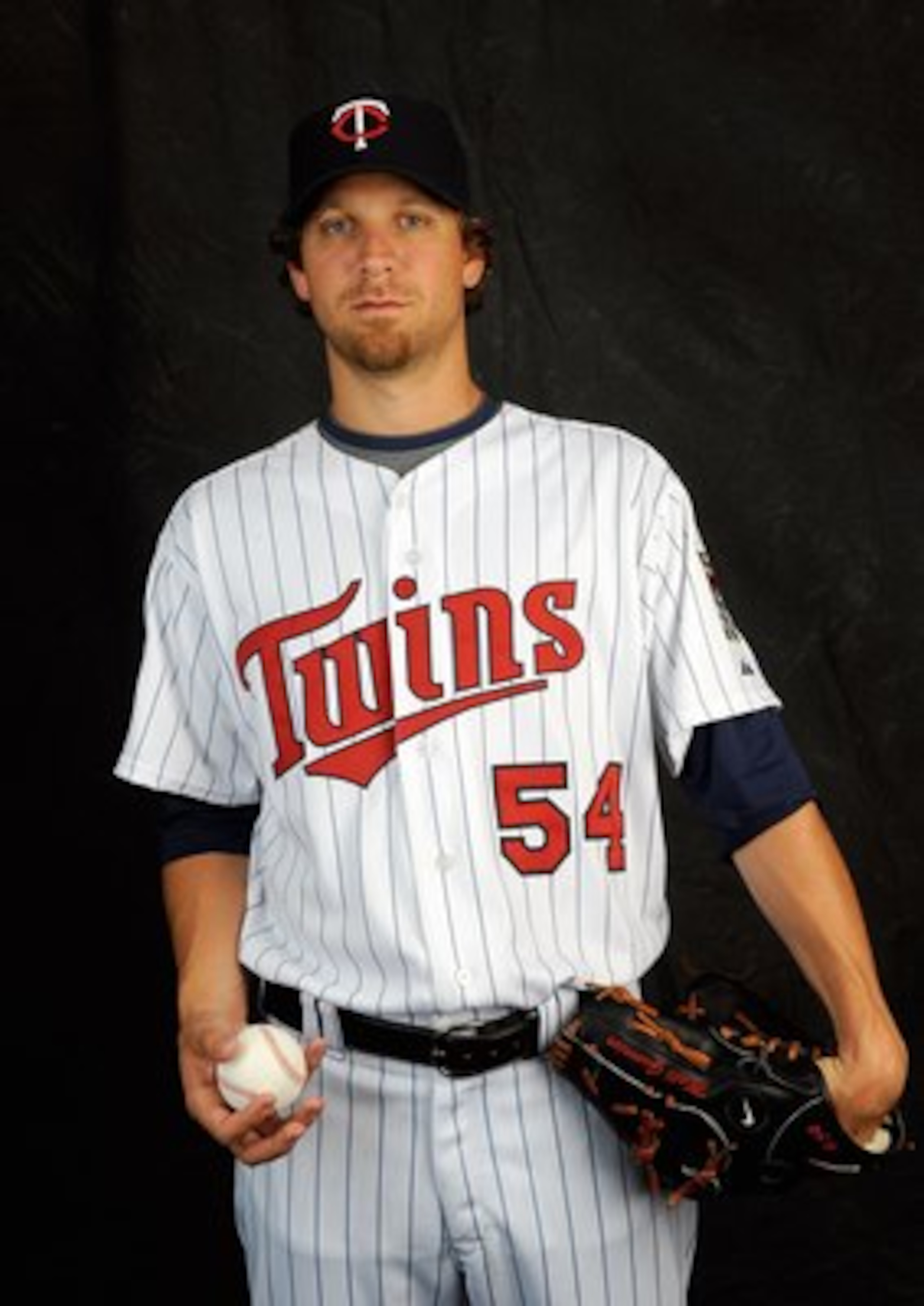 FORT MYERS, FL - FEBRUARY 23: Matt Guerrier #54 of the Minnesota Twins poses during photo day at the Twins spring training complex on February 23, 2008 in Fort Myers, Florida. (Photo by Rob Tringali/Getty Images)