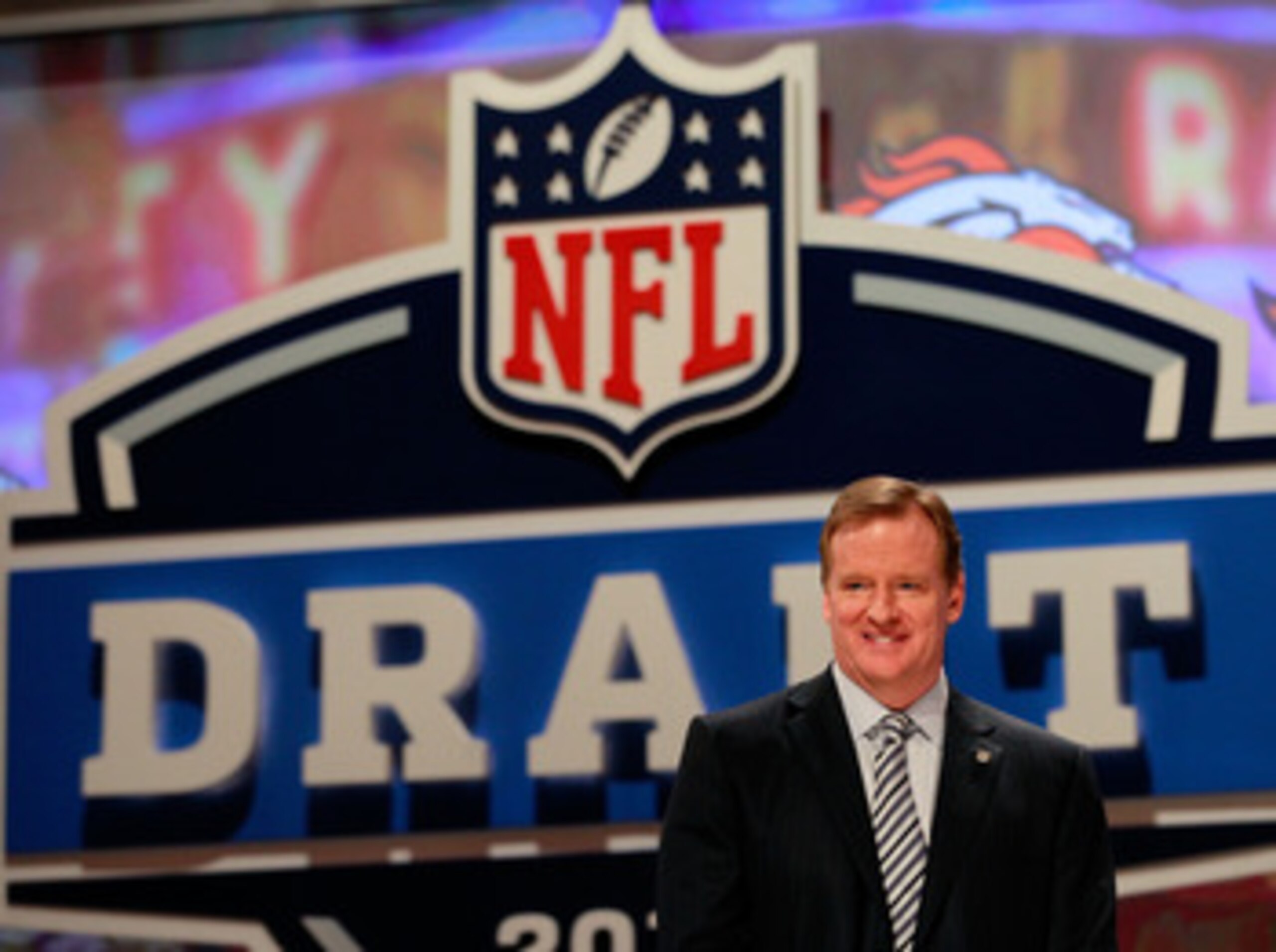 NEW YORK, NY - APRIL 28: NFL Commissioner Roger Goodell looks on during the 2011 NFL Draft at Radio City Music Hall on April 28, 2011 in New York City. (Photo by Chris Trotman/Getty Images) NEW YORK, NY - APRIL 28: NFL Commissioner Roger Goodell looks on during the 2011 NFL Draft at Radio City Music Hall on April 28, 2011 in New York City. (Photo by Chris Trotman/Getty Images)