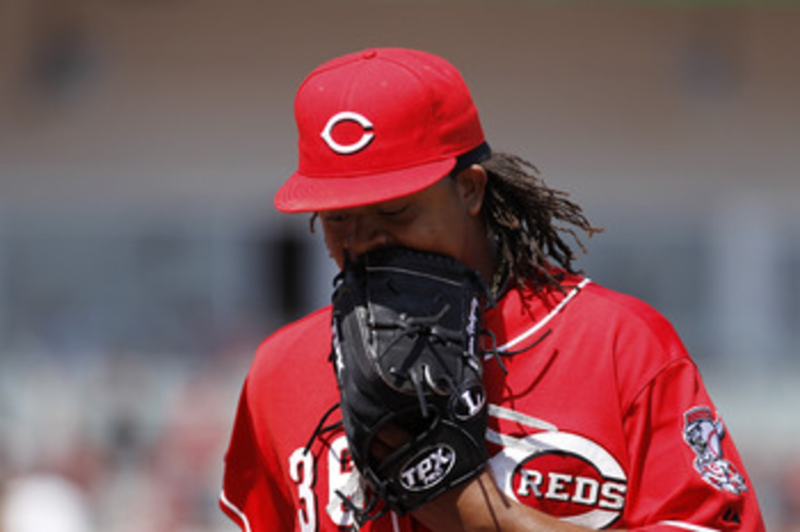CINCINNATI, OH - APRIL 17: Edinson Volquez #36 of the Cincinnati Reds reacts after being taken out of the game in the sixth inning against the Pittsburgh Pirates at Great American Ball Park on April 17, 2011 in Cincinnati, Ohio. The Pirates won 7-6. (Phot CINCINNATI, OH - APRIL 17: Edinson Volquez #36 of the Cincinnati Reds reacts after being taken out of the game in the sixth inning against the Pittsburgh Pirates at Great American Ball Park on April 17, 2011 in Cincinnati, Ohio. The Pirates won 7-6. (Phot