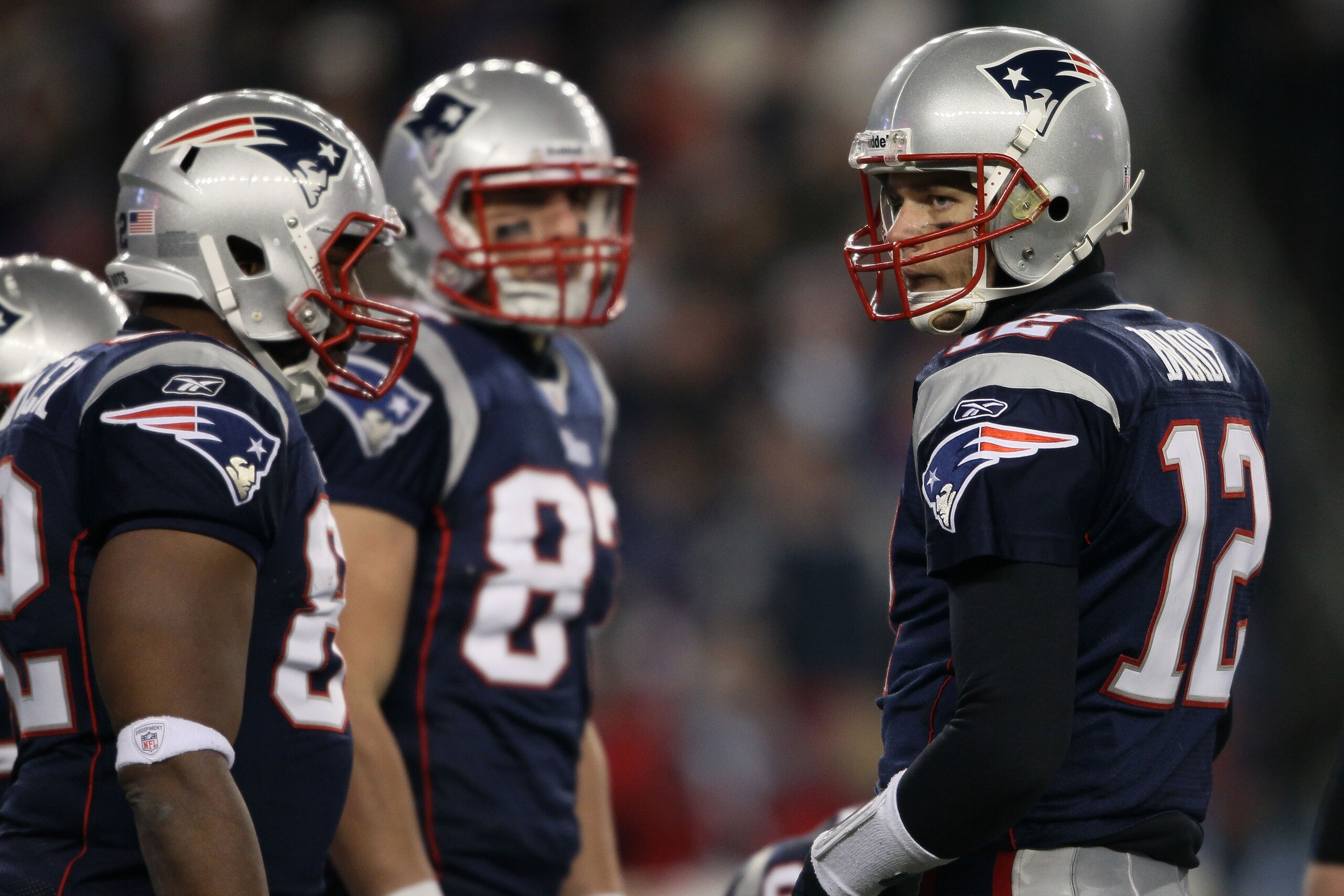 FOXBORO, MA - JANUARY 16:  Quarterback Tom Brady #12 of the New England Patriots stands on the field during their 2011 AFC divisional playoff game against the New York Jets at Gillette Stadium on January 16, 2011 in Foxboro, Massachusetts.  (Photo by Elsa