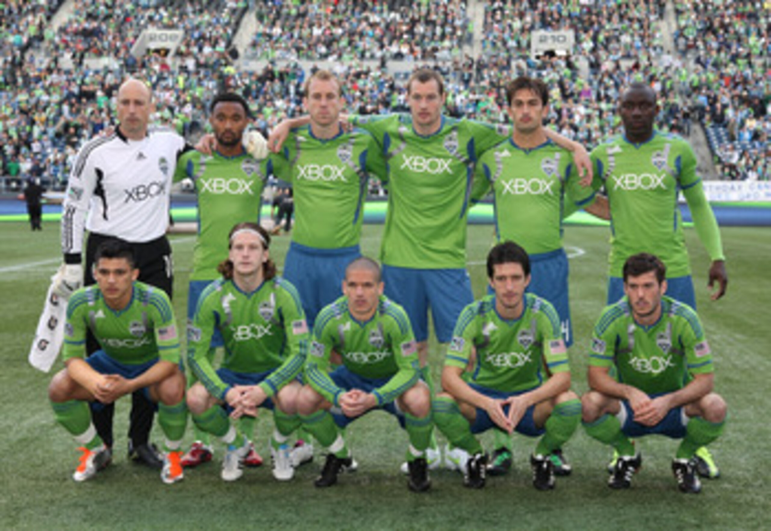 SEATTLE - APRIL 30:  Members of the Seattle Sounders FC pose for the team photo prior to the game against Toronto FC at Qwest Field on April 30, 2011 in Seattle, Washington. Seattle defeated Toronto 3-0. (Photo by Otto Greule Jr/Getty Images)
