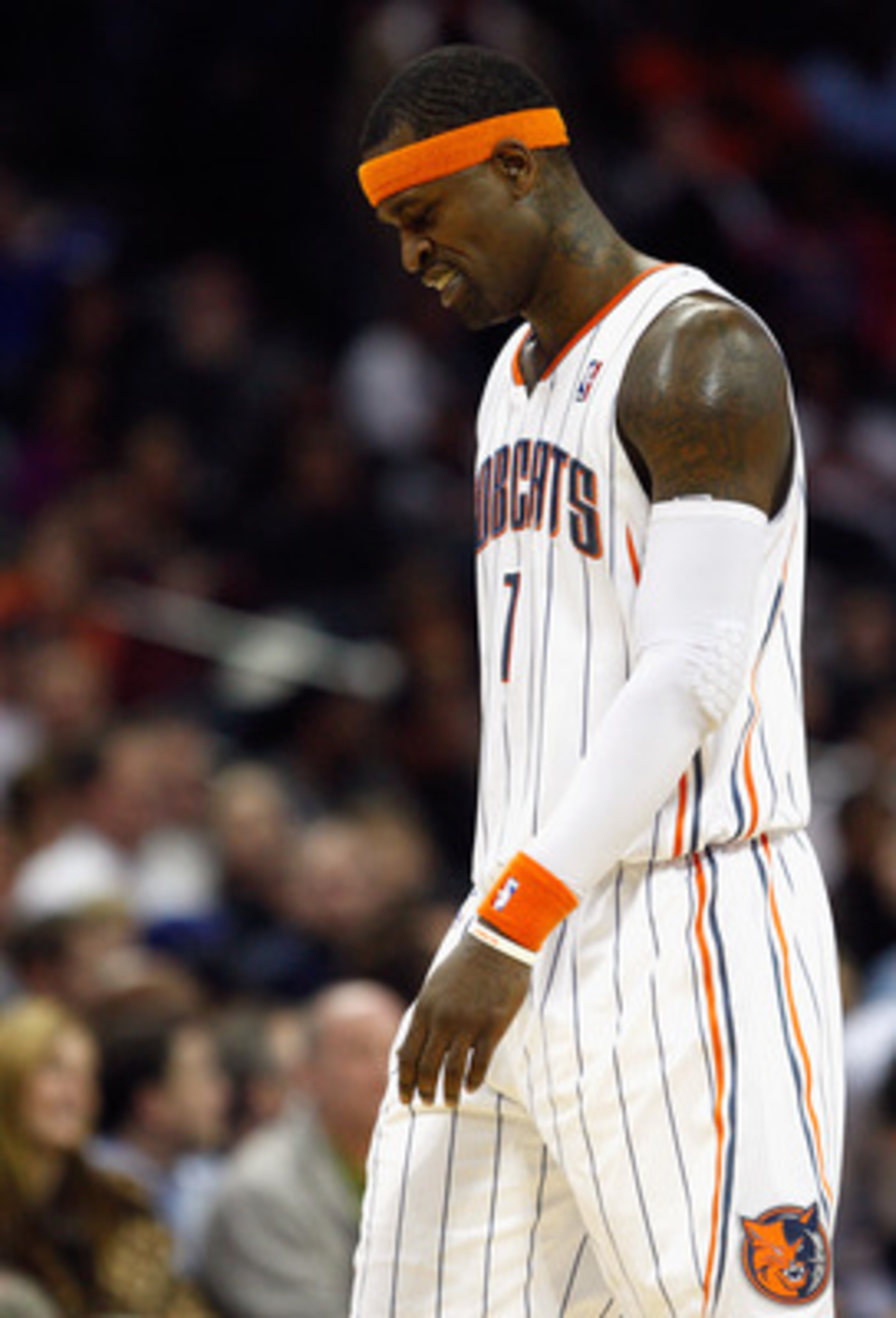 CHARLOTTE, NC - FEBRUARY 11: Stephen Jackson #1 of the Charlotte Bobcats walks off the court during a timeout against the New Jersey Nets at Time Warner Cable Arena on February 11, 2011 in Charlotte, North Carolina. NOTE TO USER: User expressly acknowled CHARLOTTE, NC - FEBRUARY 11: Stephen Jackson #1 of the Charlotte Bobcats walks off the court during a timeout against the New Jersey Nets at Time Warner Cable Arena on February 11, 2011 in Charlotte, North Carolina. NOTE TO USER: User expressly acknowled