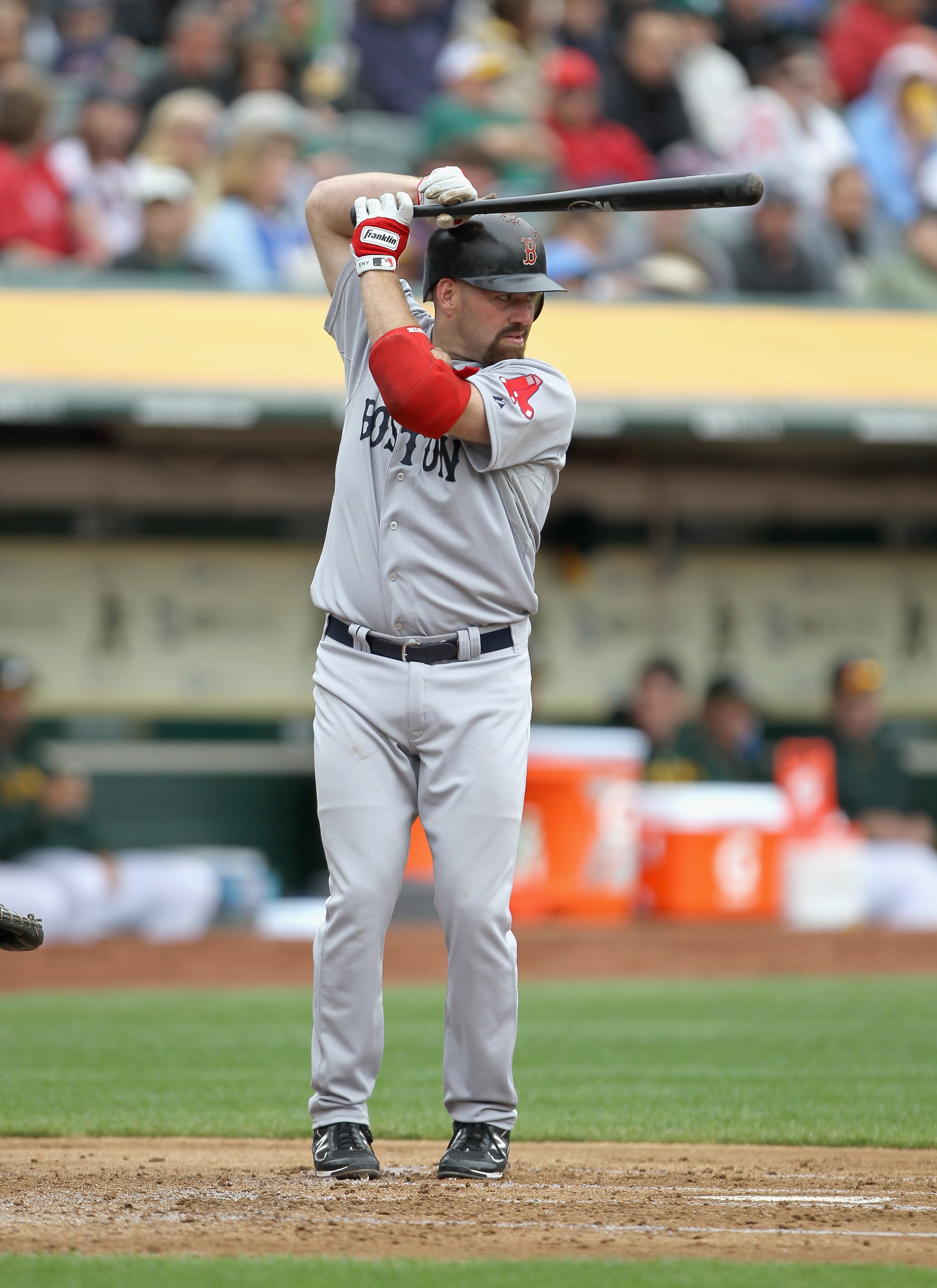 OAKLAND, CA - APRIL 20:  Kevin Youkilis #20 of the Boston Red Sox in action against the Oakland Athletics at Oakland-Alameda County Coliseum on April 20, 2011 in Oakland, California.  (Photo by Ezra Shaw/Getty Images)