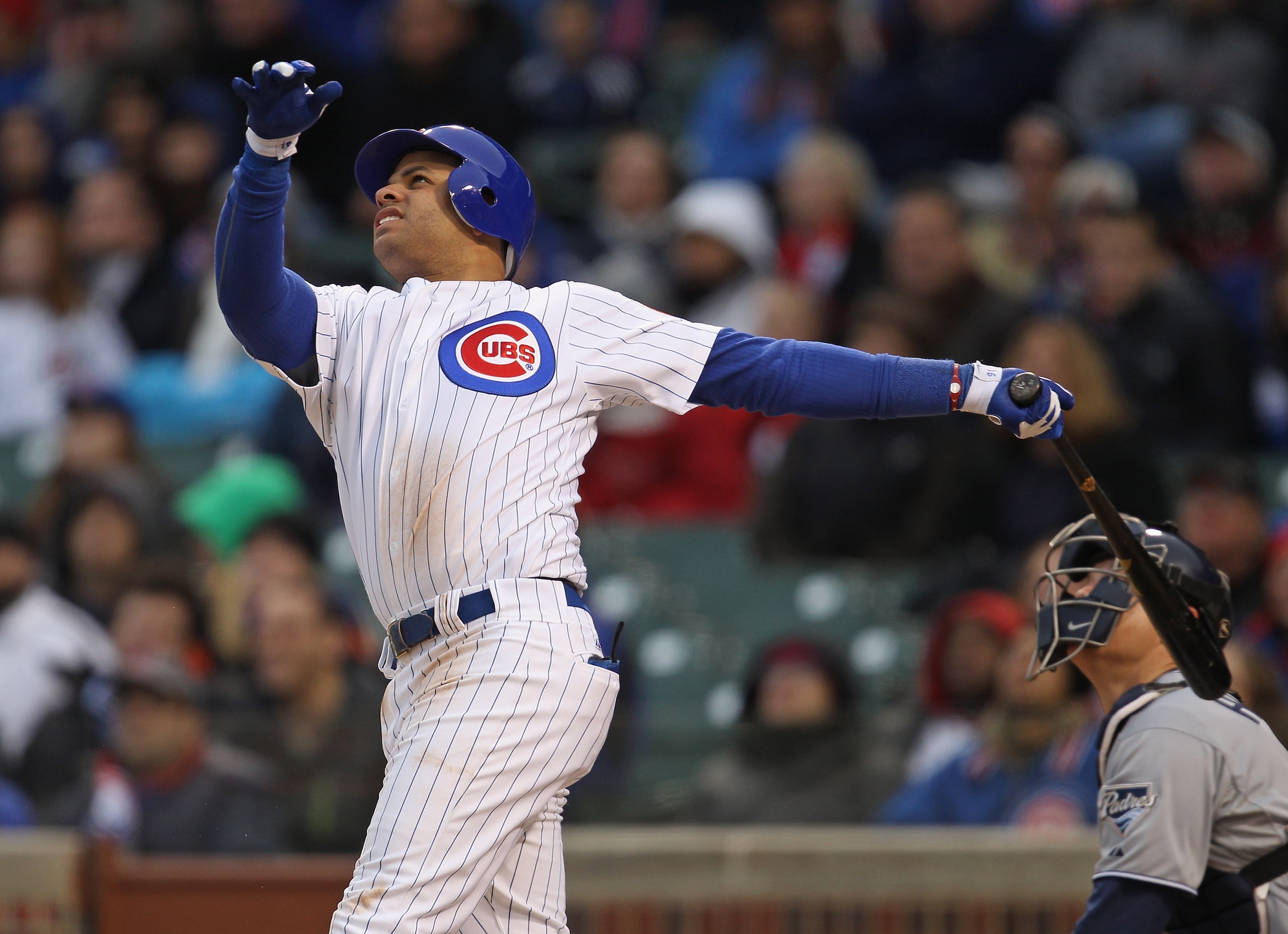 CHICAGO, IL - APRIL 20: Aramis Ramirez #16 of the Chicago Cubs takes a swing against the San Diego Padres at Wrigley Field on April 20, 2011 in Chicago, Illinois. The Cubs defeated the Padres 2-1 in 11 innings. (Photo by Jonathan Daniel/Getty Images)