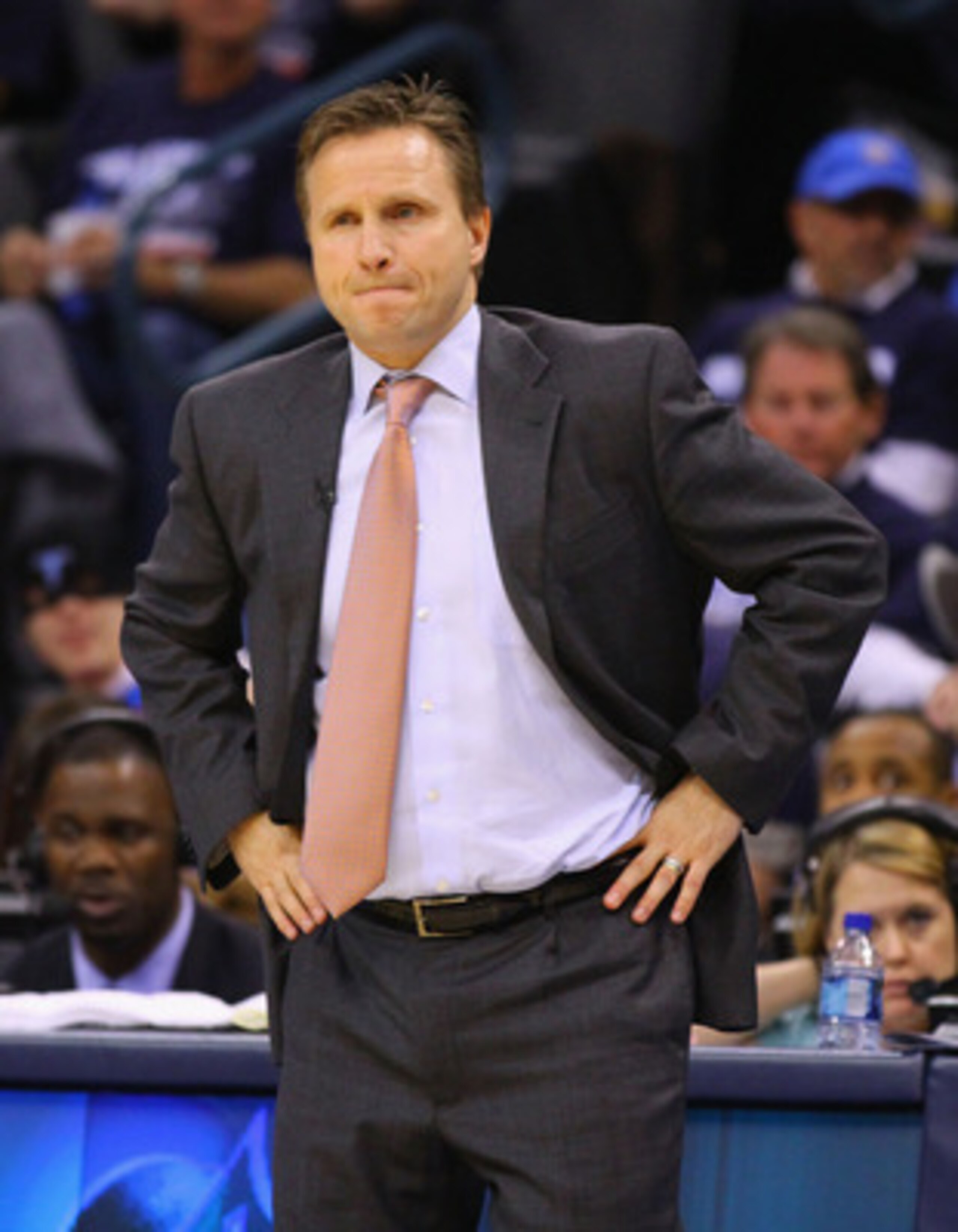 OKLAHOMA CITY, OK - APRIL 27: Head coach Scott Brooks of the Oklahoma City Thunder watches his team play against the Denver Nuggets in Game Five of the Western Conference Quarterfinals in the 2011 NBA Playoffs on April 27, 2011 at the Ford Center in Oklah