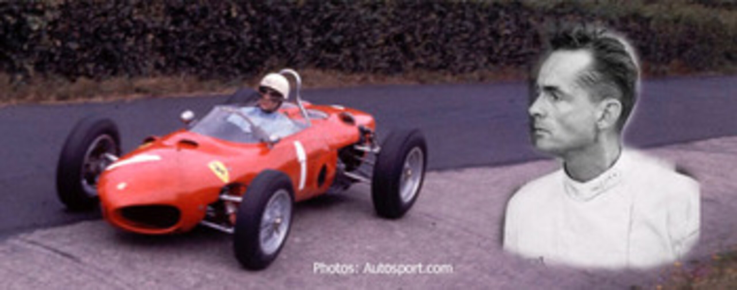 Phil Hill drives to the F1 Championship in his Ferrari.